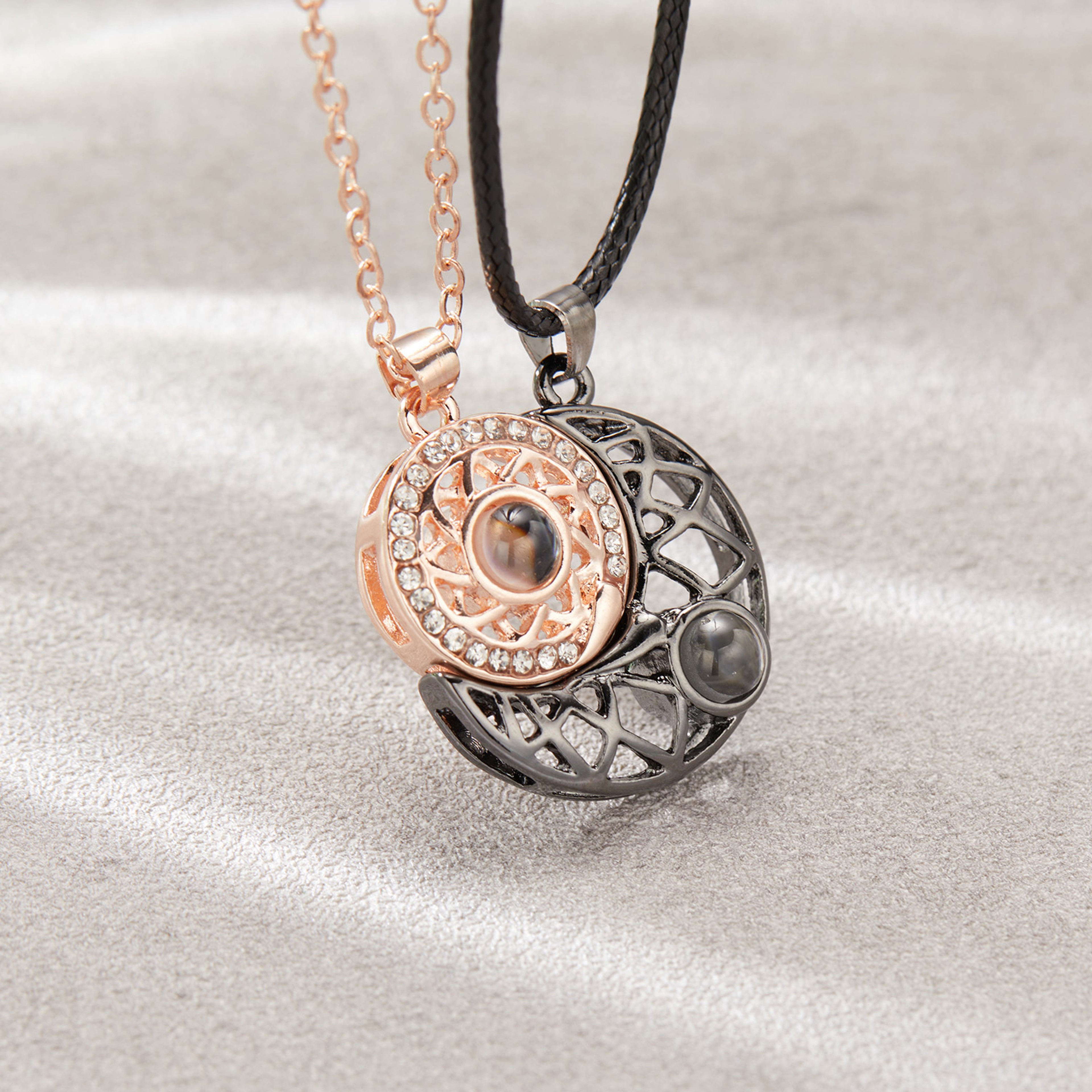 I Love You Projection Necklace with Sun Moon and Heart Pendant – view 3
