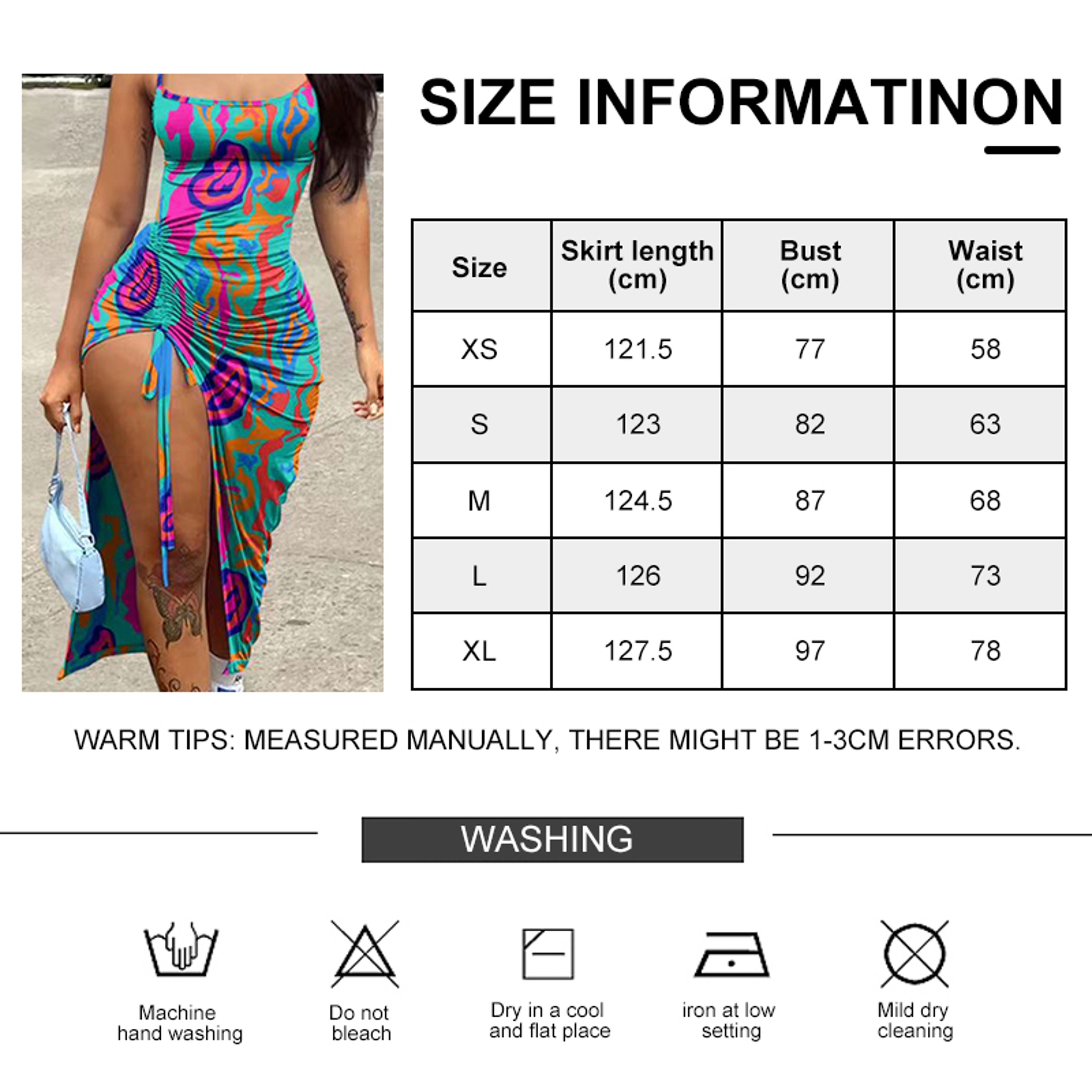 Womens Summer Printed Ankle Length Dress with Side Split and Lace Up Detail – view 6