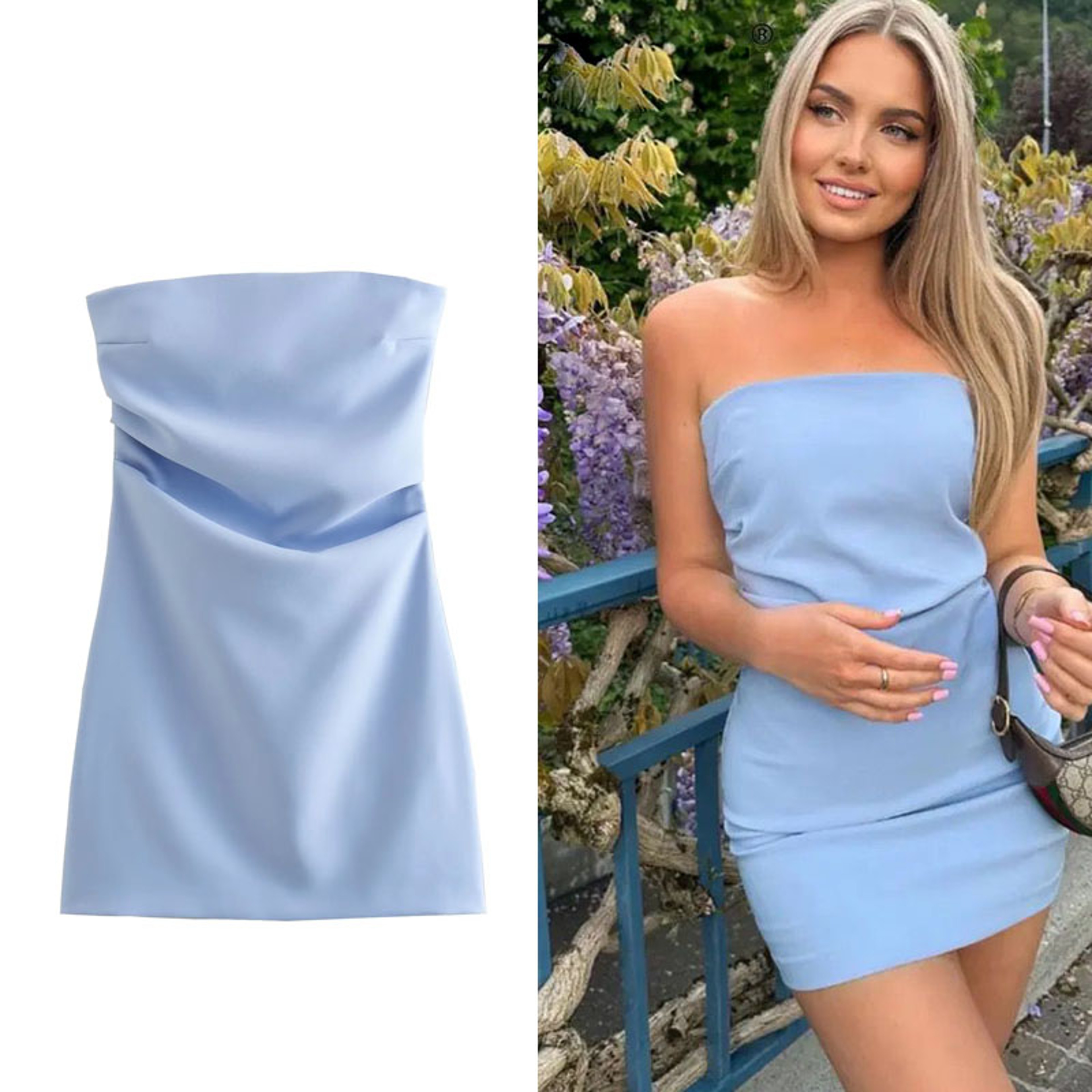 Womens Strapless Corset Mini Dress With Slim Fit And Zipper Closure 1