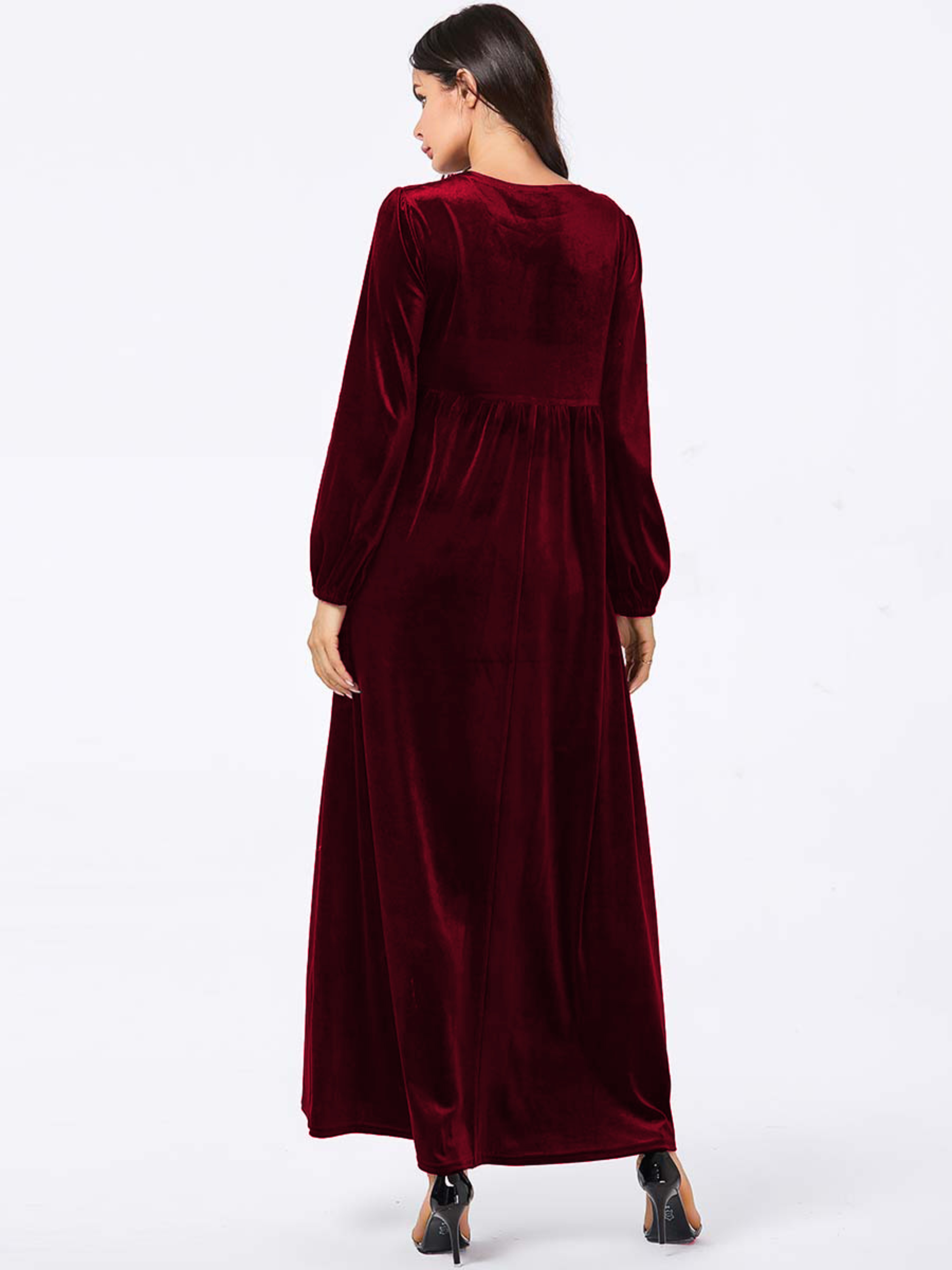 Plus Size Womens Velvet Maxi Dress with Long Sleeves and Loose Fit – view 6