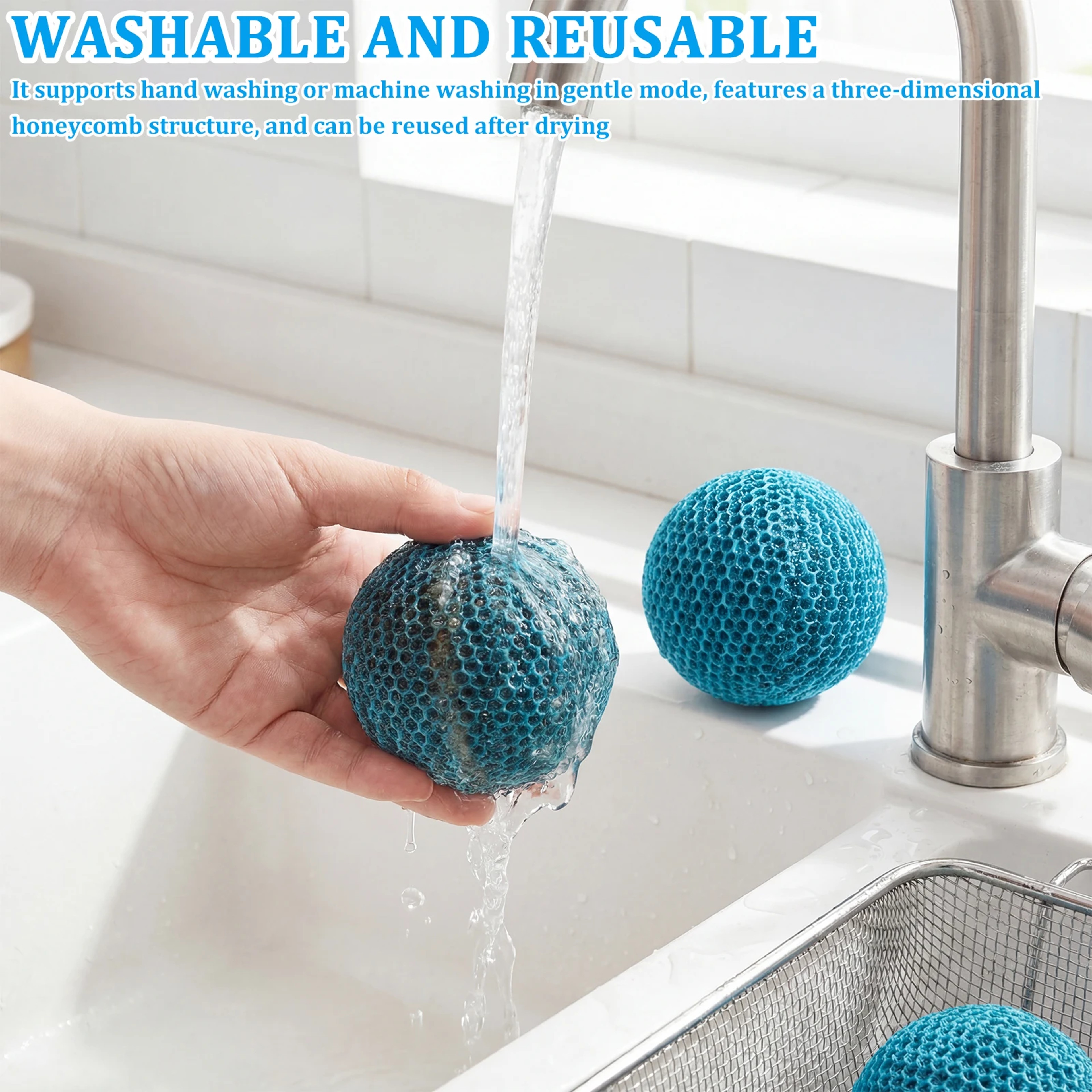 Hot Tub Scum Absorber Sponge Balls six Pack Reusable Oil Absorbing Pool Cleaners – view 4