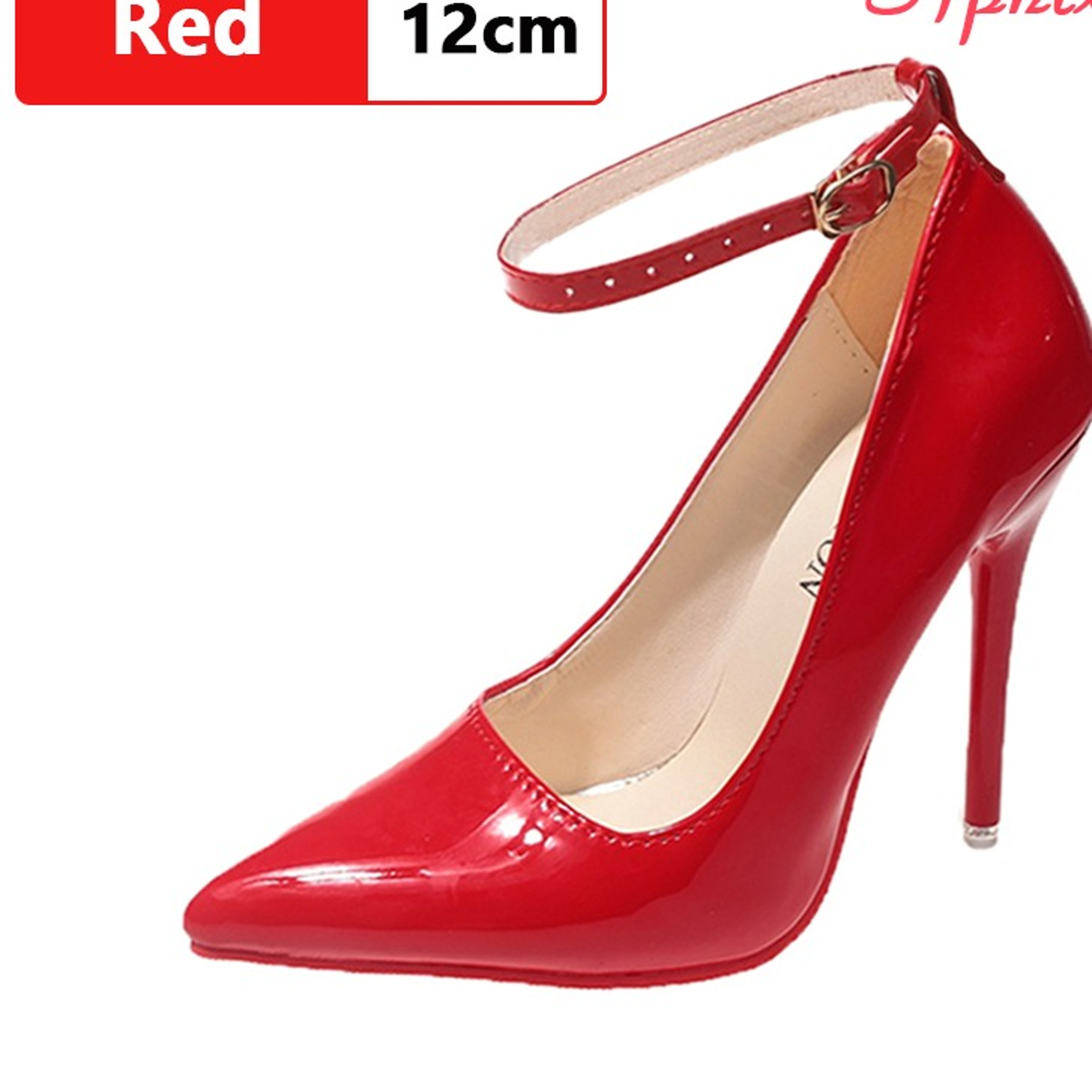 Womens Pointed Toe Stiletto Heel Pumps with Metal Buckle Strapjpg