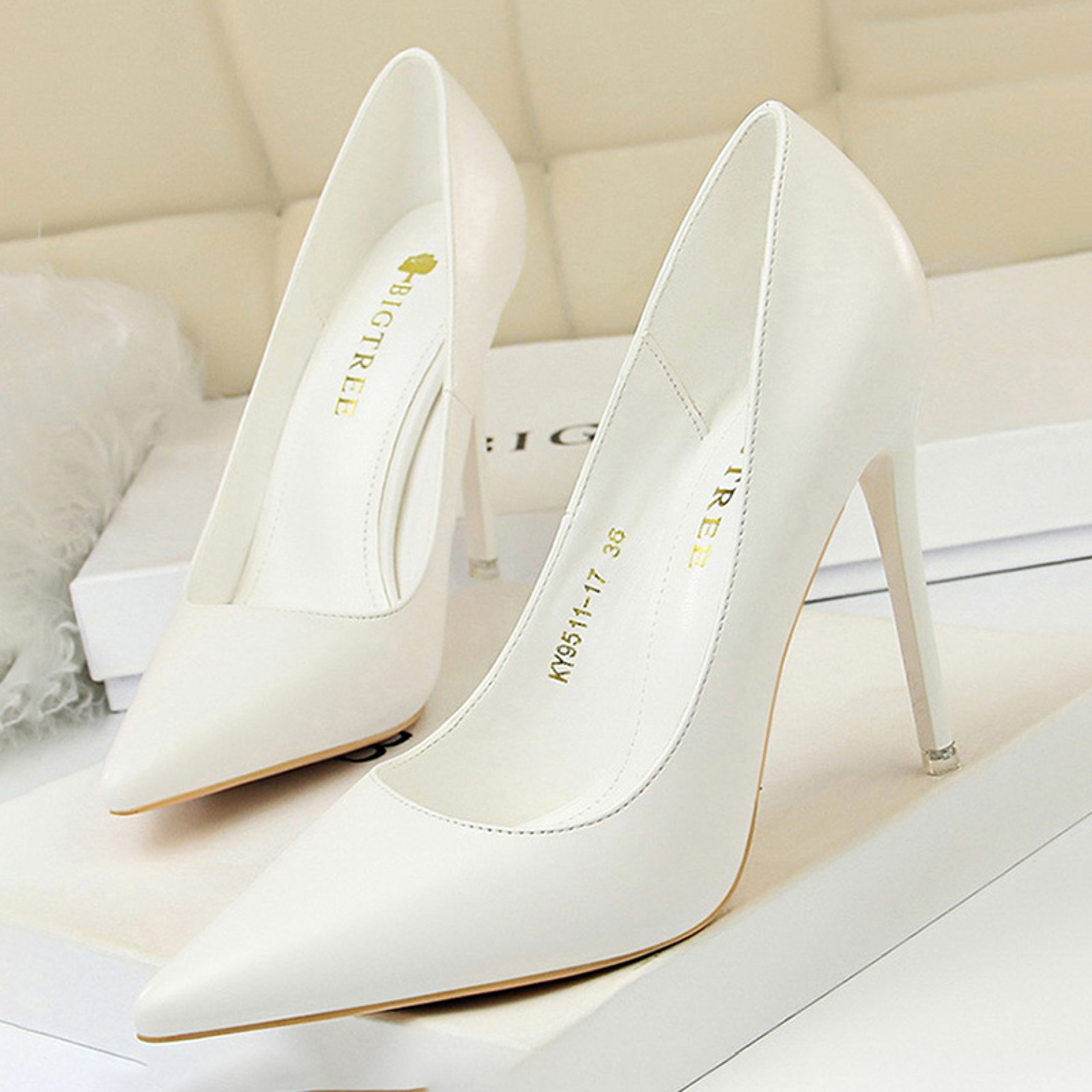 Womens Pointed Toe Stiletto Pumps Slip On High Heels for Weddings and Parties – view 1