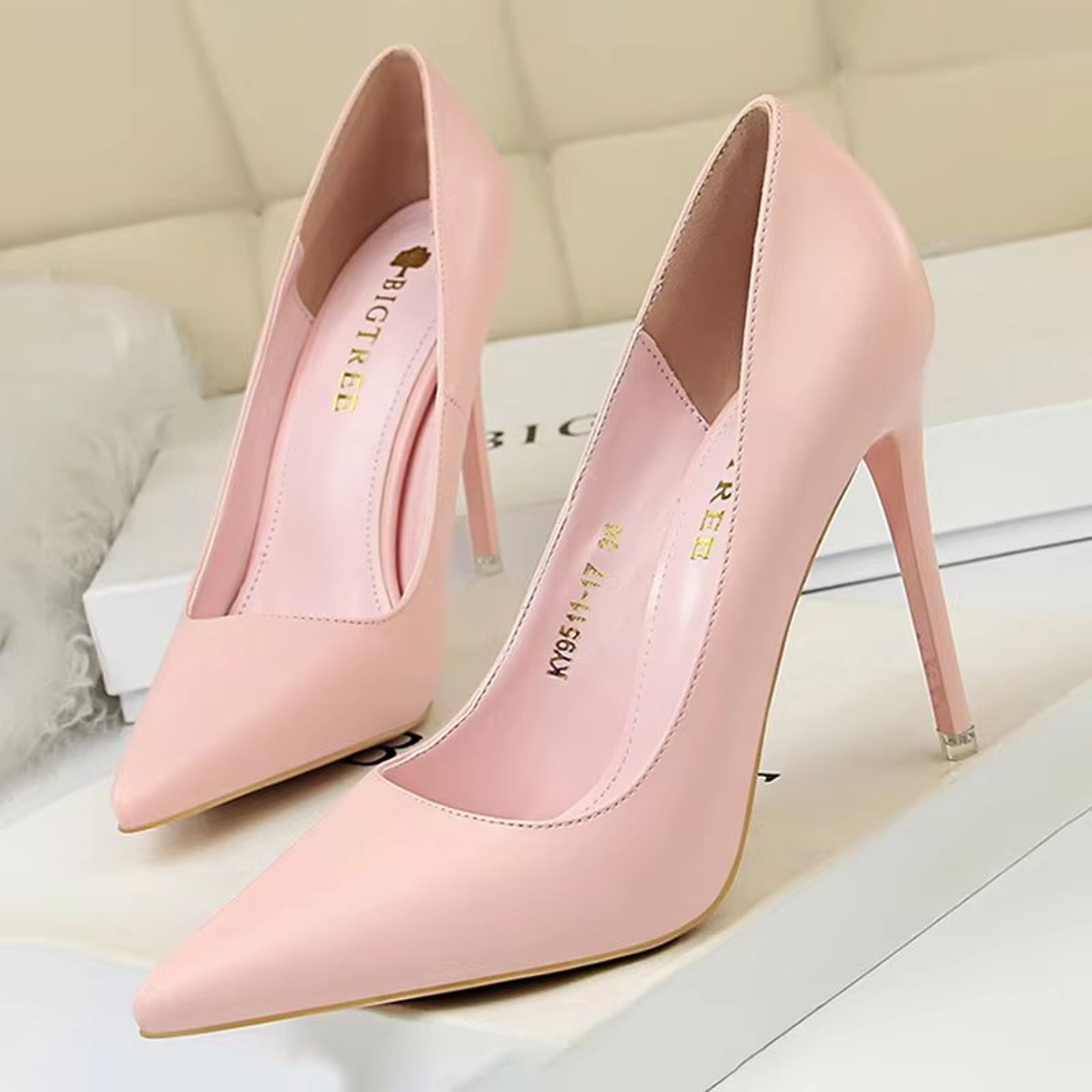 Womens Pointed Toe Stiletto Pumps Slip On High Heels for Weddings and Parties – view 18