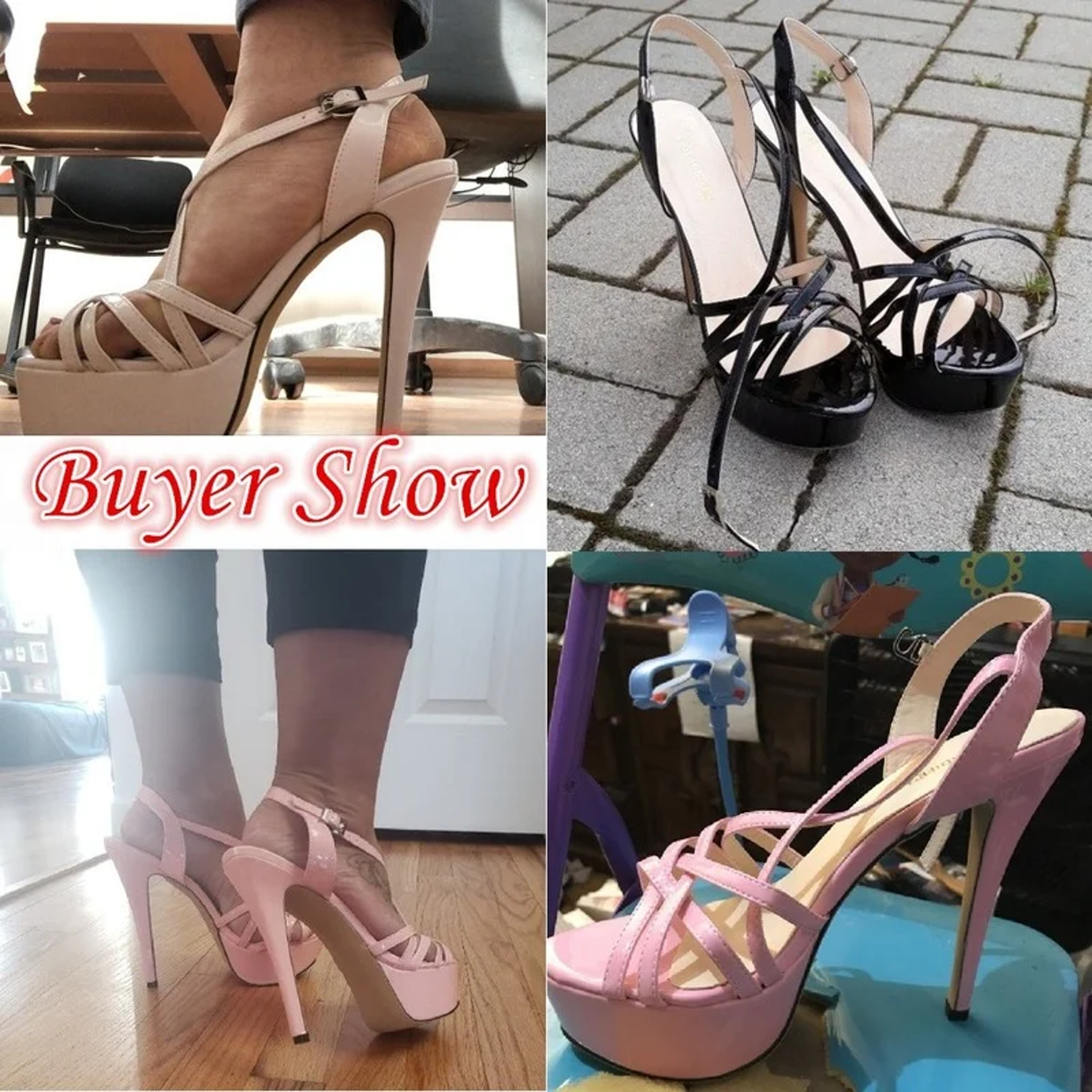 Womens High Heel Platform Sandals with Cross Straps and Ankle Buckle – view 6