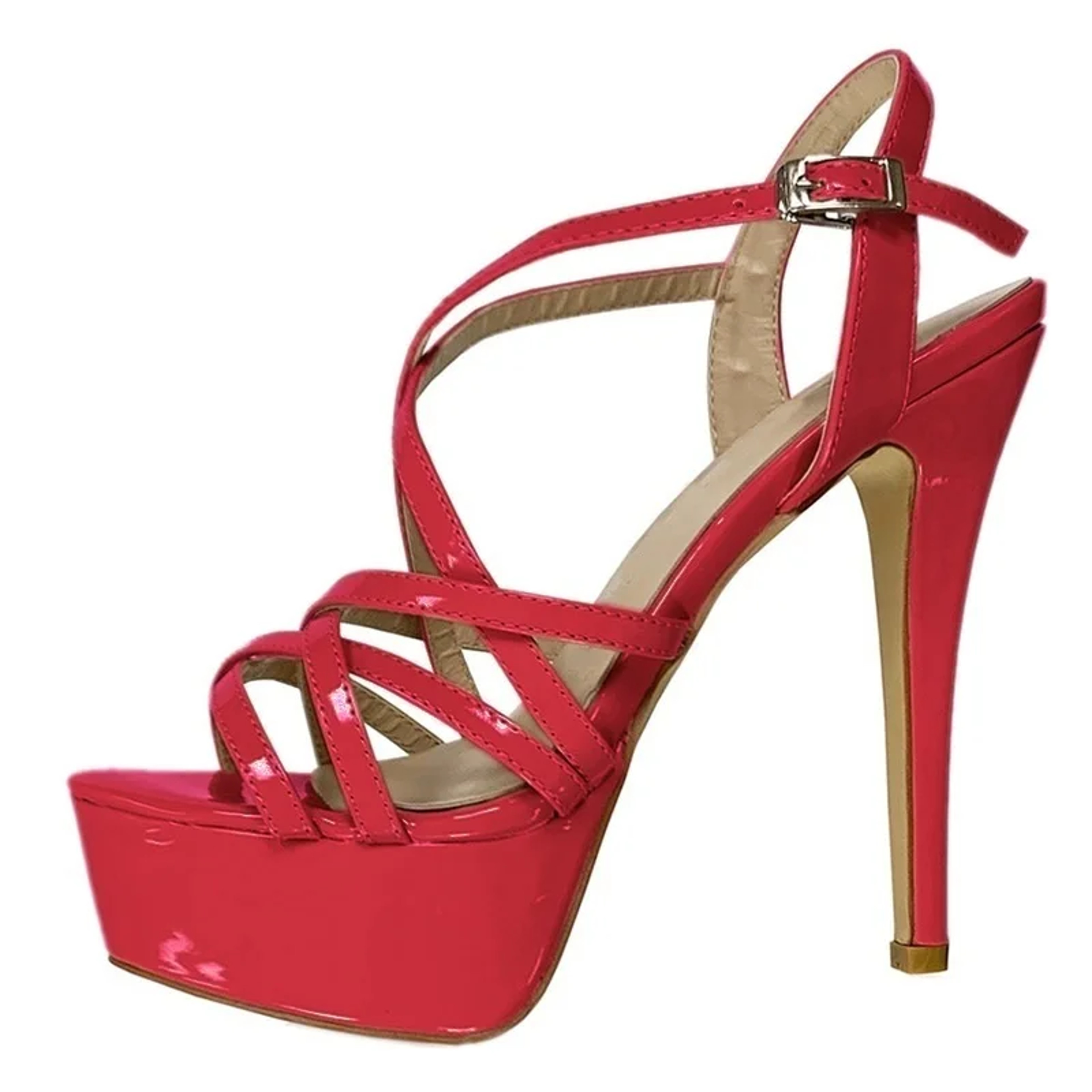 Womens High Heel Platform Sandals with Cross Straps and Ankle Buckle – view 21