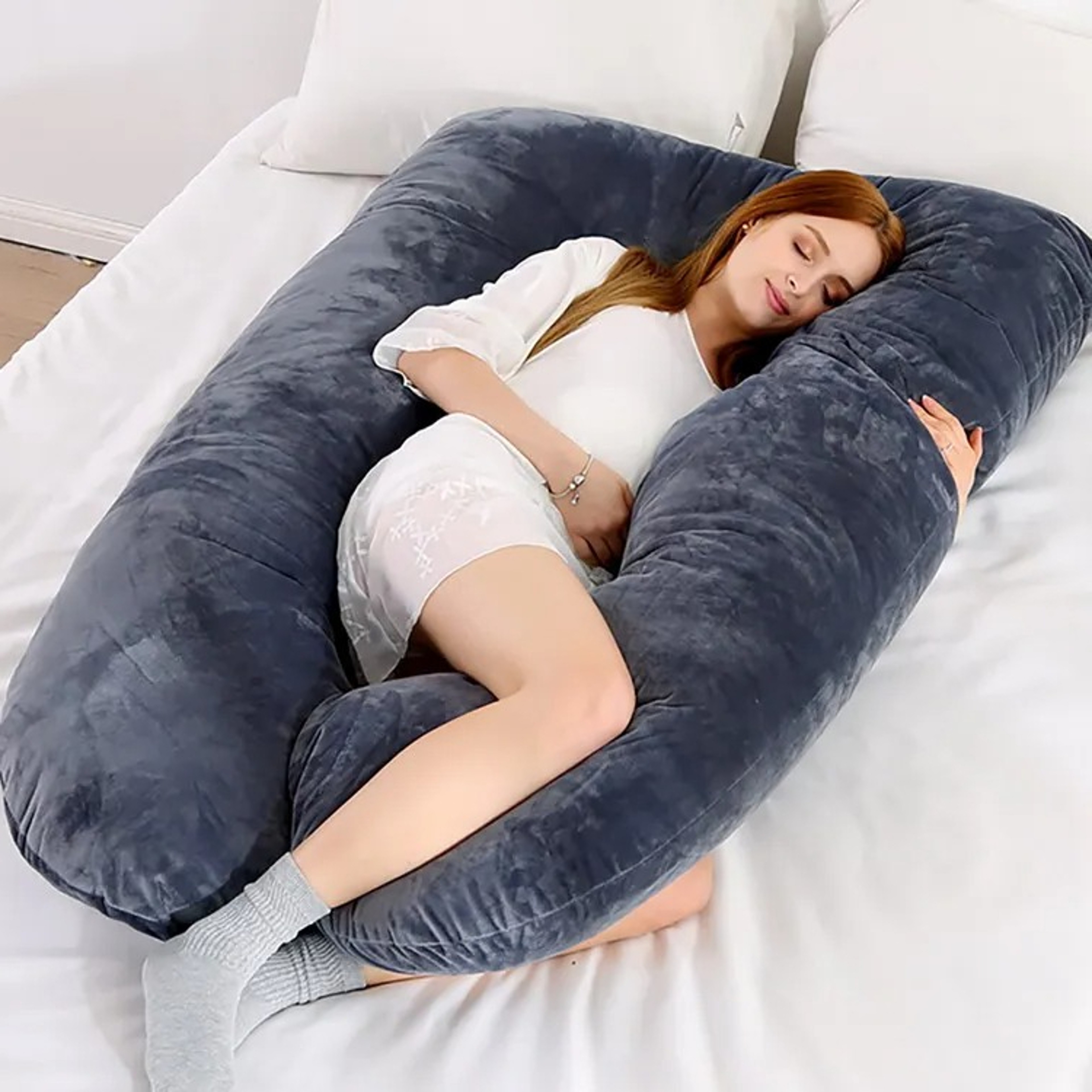 U Shaped Pregnancy Body Pillow for Side Sleeping with Lumbar and Belly Support – view 1
