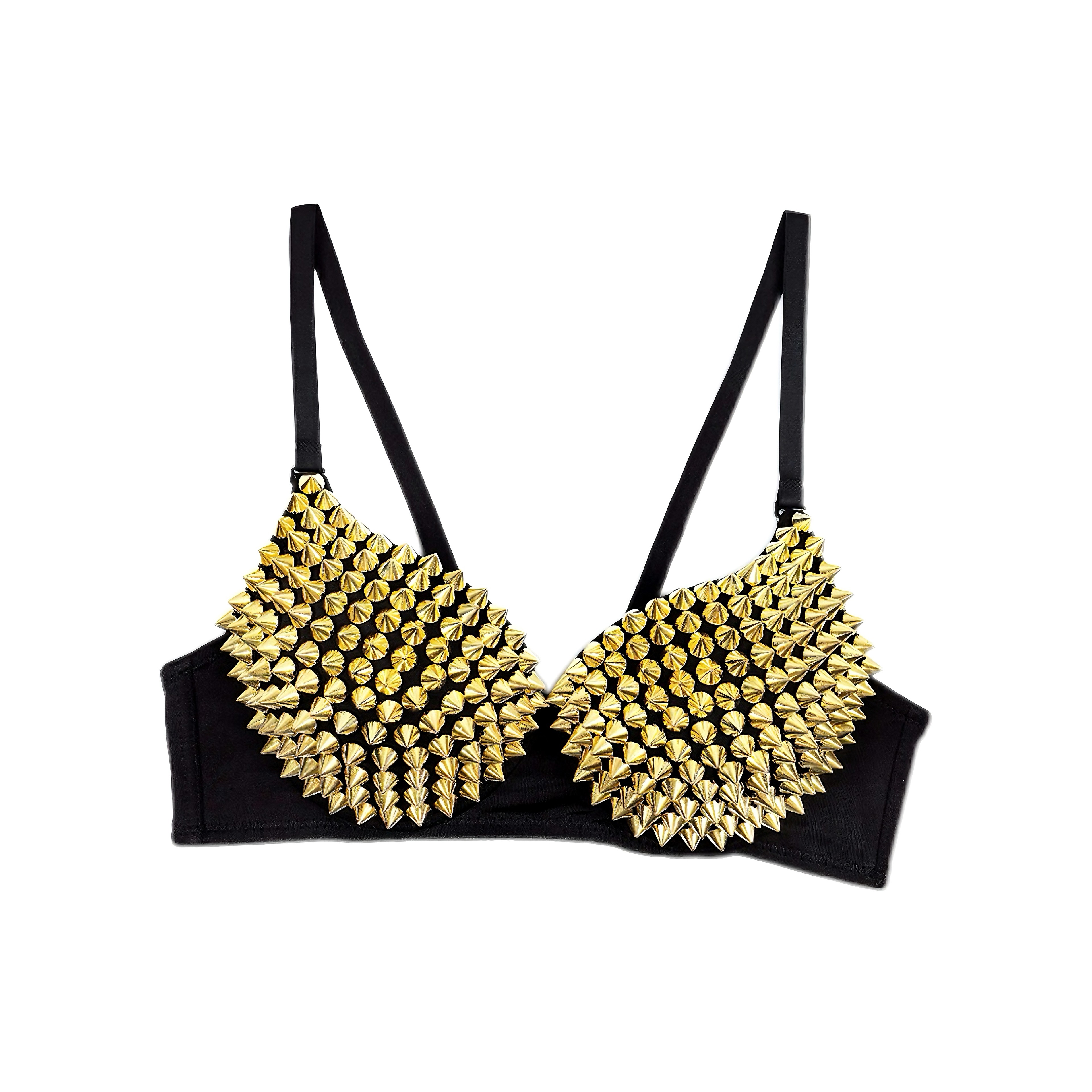 Womens Sequin Push Up Bra Top with Deep V Neckline and Adjustable Straps – view 3