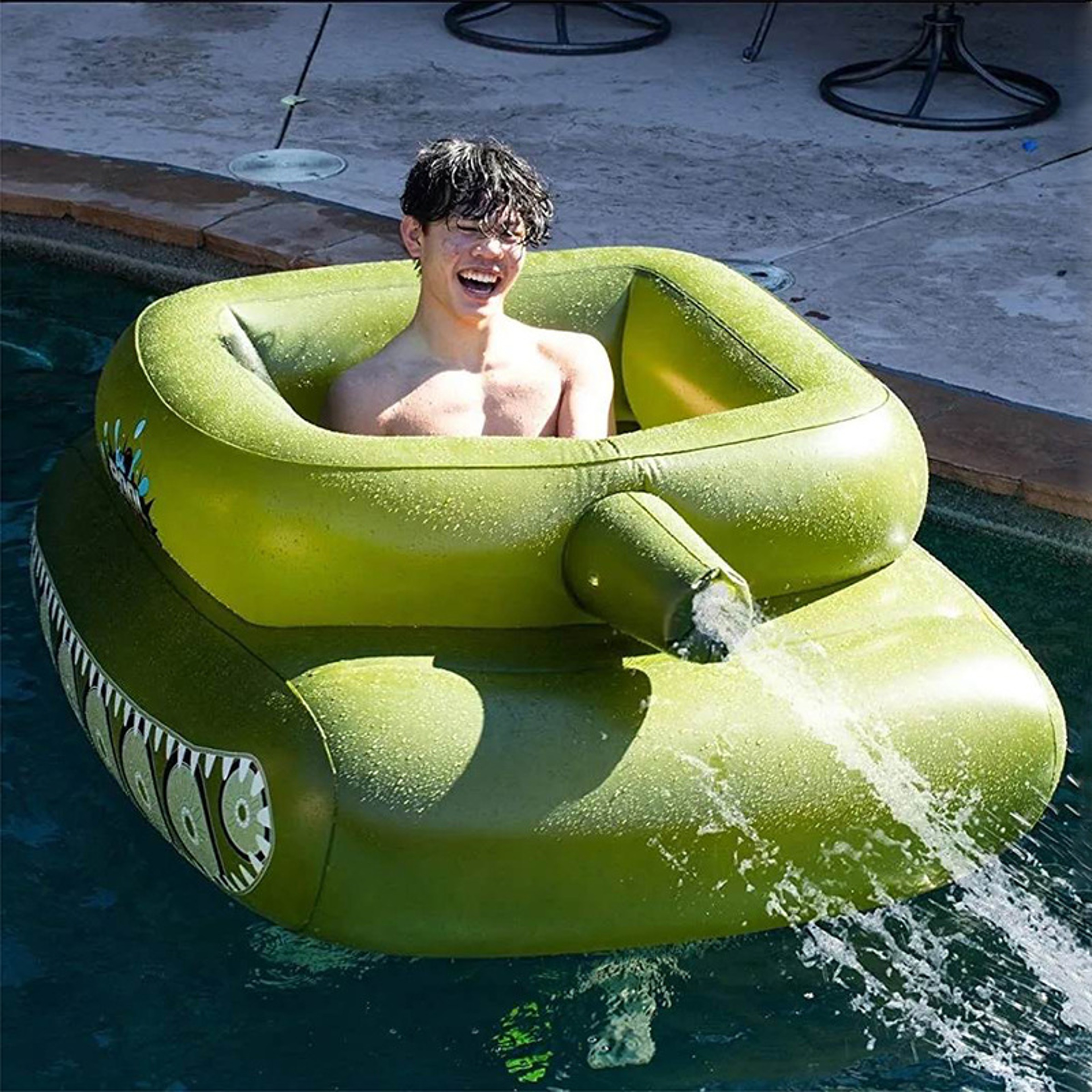 Giant Inflatable Tank Pool Float with Water Gun for Kids and Adults – view 1