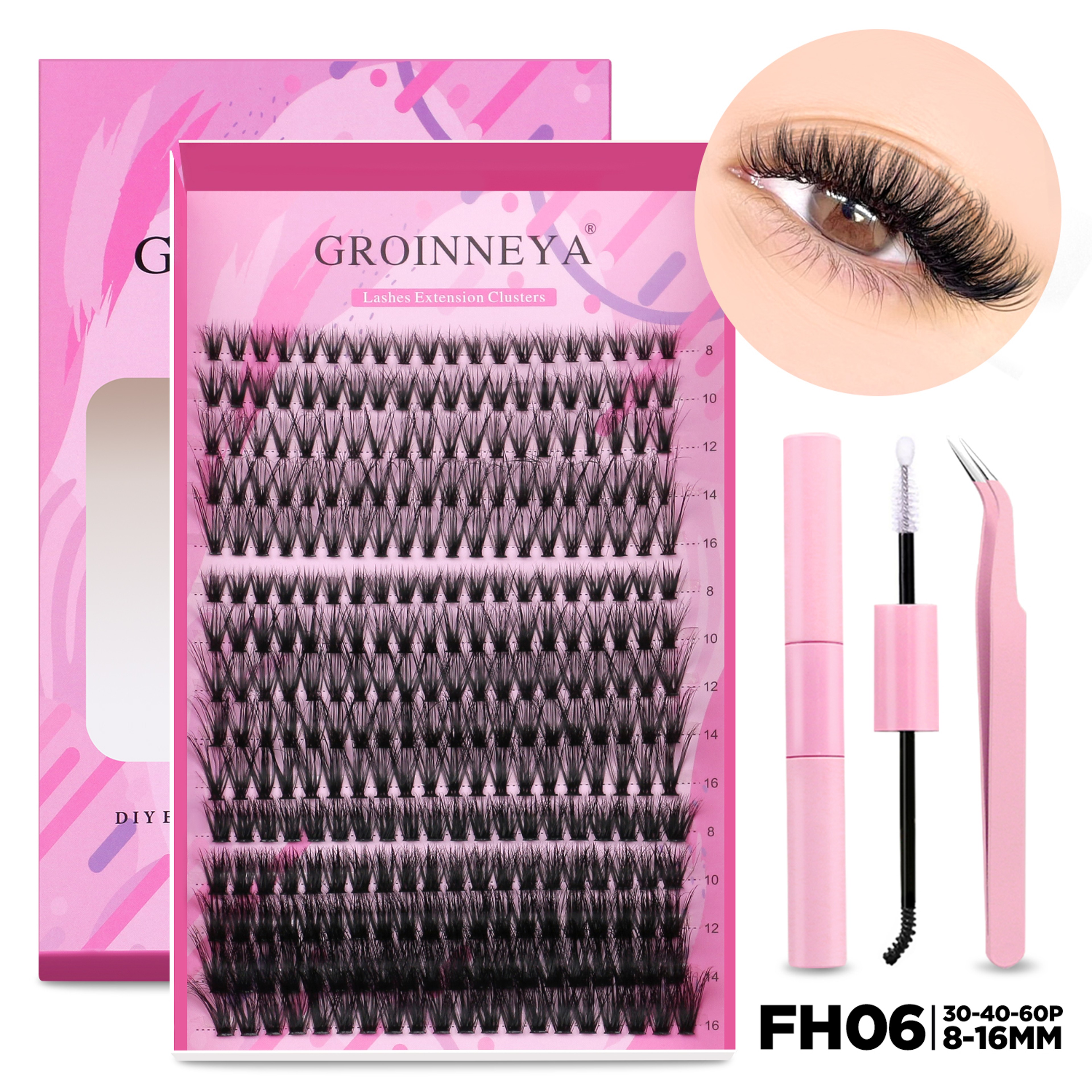 GROINNEYA DIY Lash Extension Kit Cluster Lashes With Bond  Seal For SalonQuality At Home 11