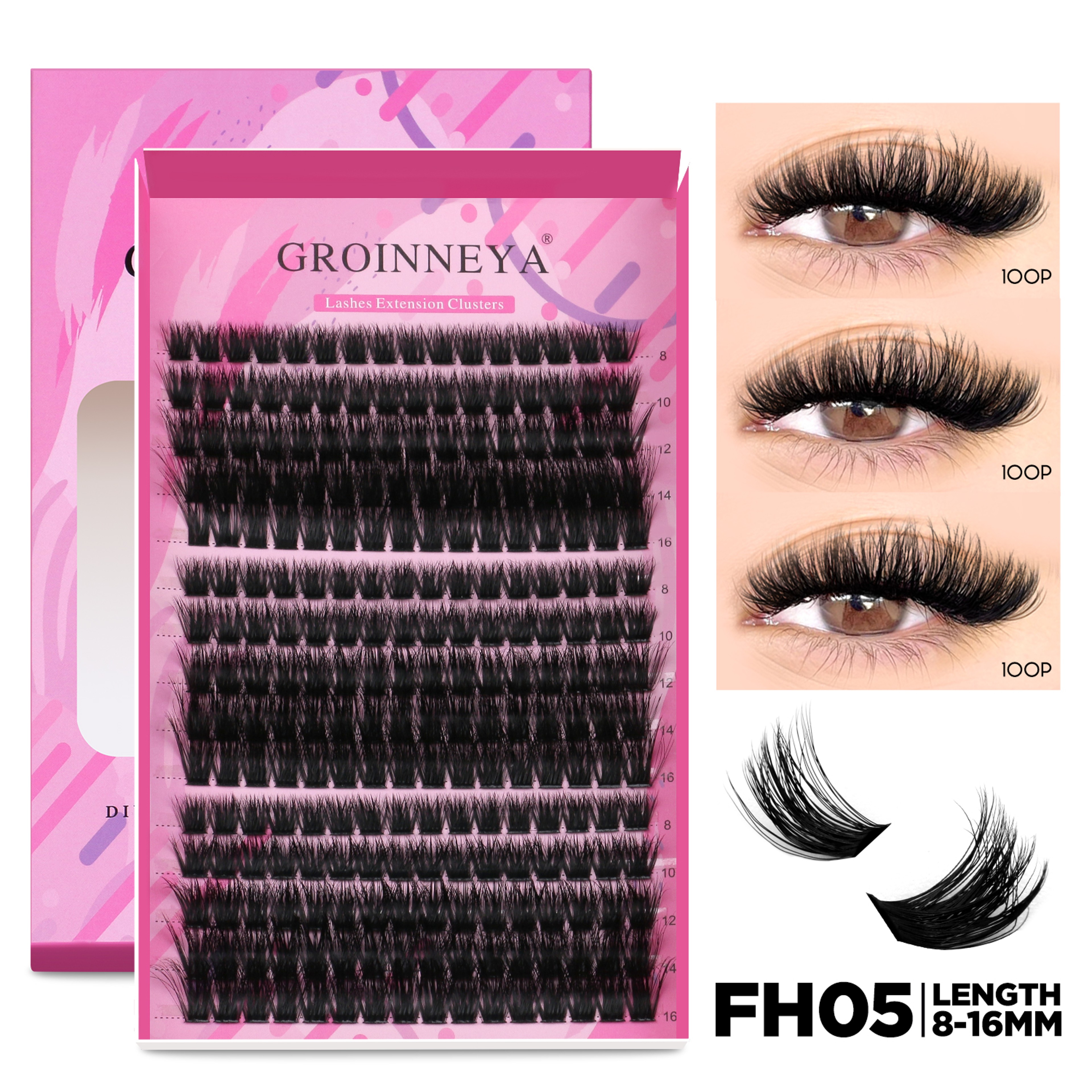 GROINNEYA DIY Lash Extension Kit Cluster Lashes With Bond  Seal For SalonQuality At Home 24
