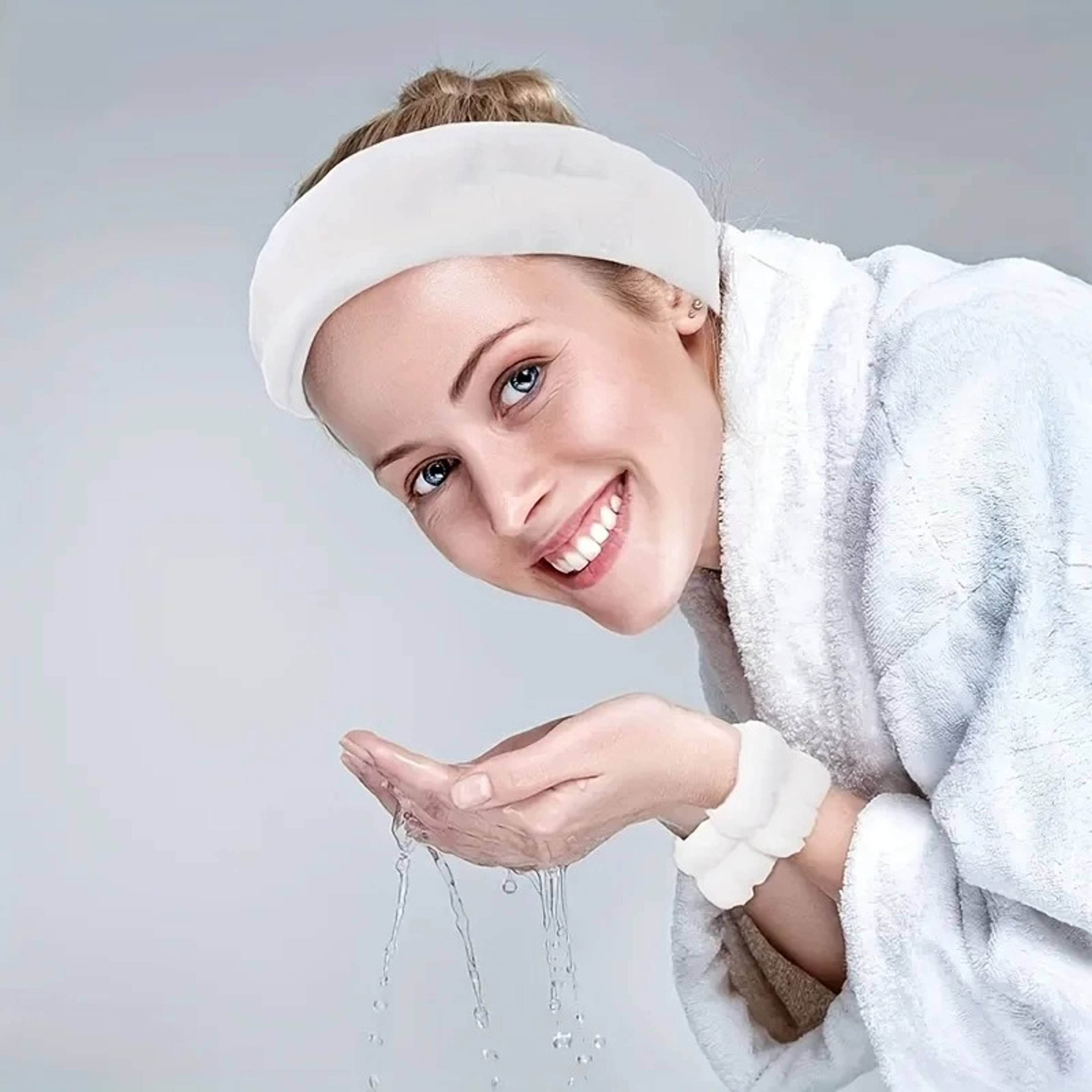 Velvet Facial High Elastic Makeup Hairband  Face Wash Wristband Set  Soft Skin Care  Spa Essentials 0