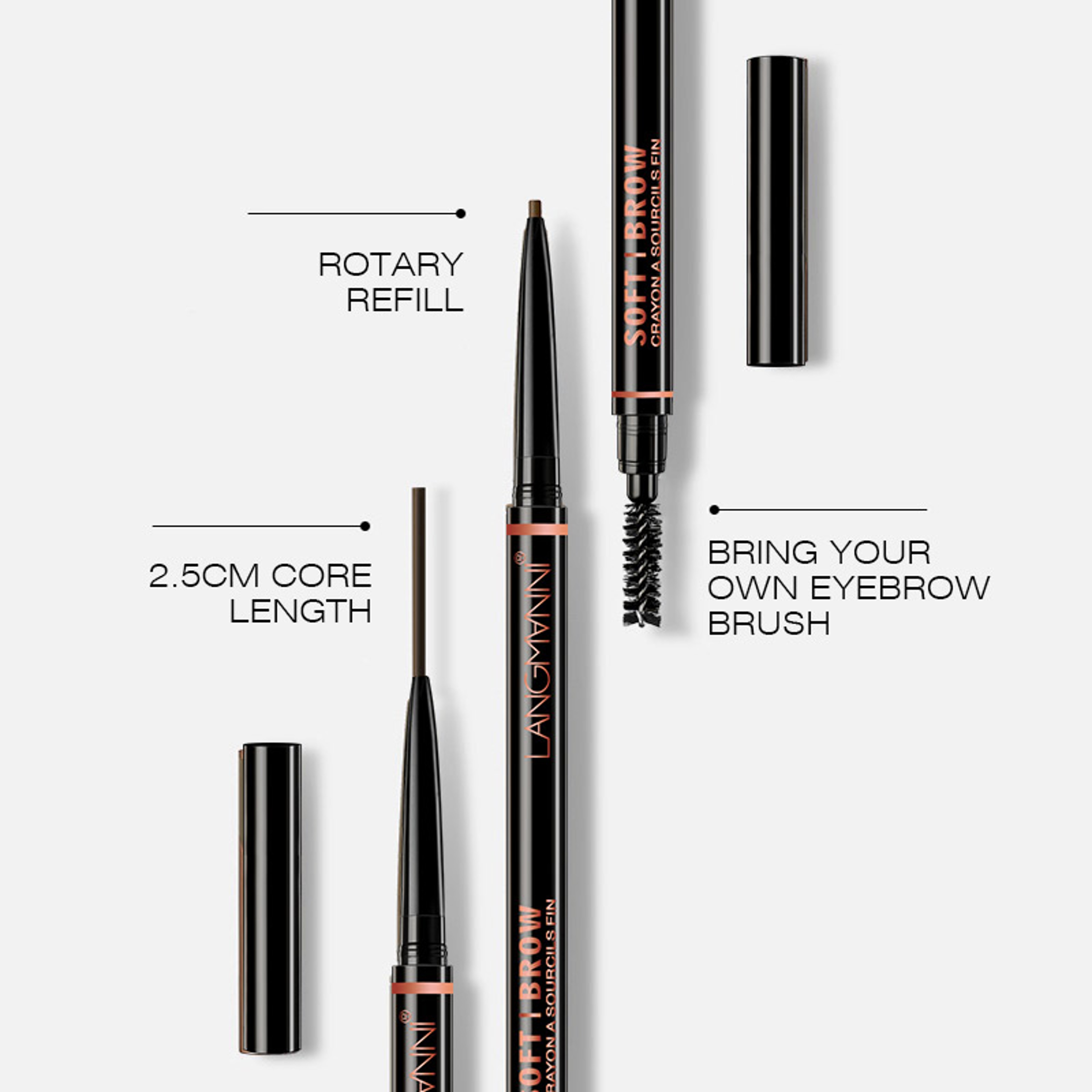 Double-headed Rotable Eyebrow Pen, Waterproof 1.5mm Fine Refill, Dual Eyebrow Brush, Wild Natural Brow Precision – view 6