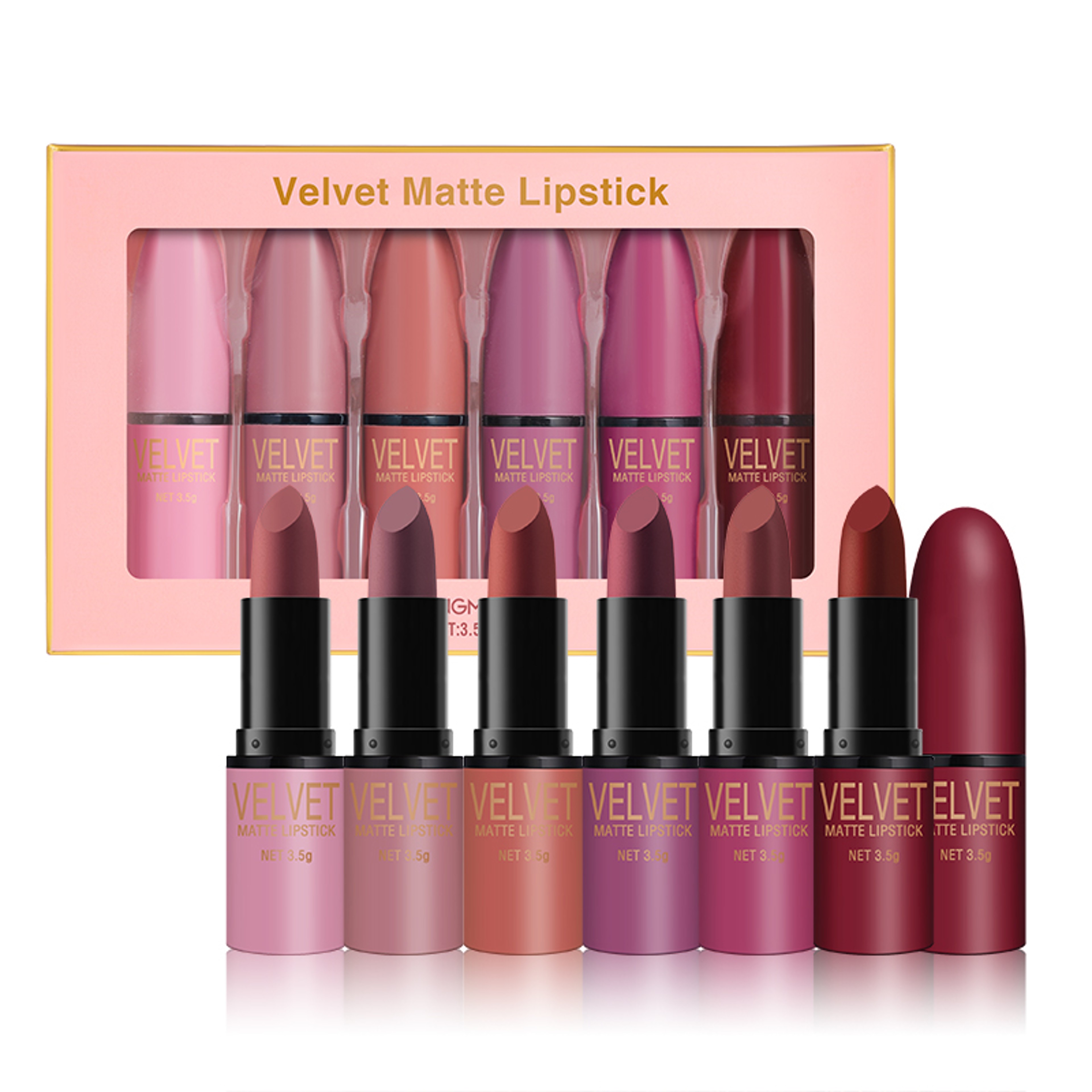 Matte Lipstick Set with Matte Finish, Waterproof, Not Easy to Stick to Cups, 6-Color Gift Box Lipstick Collection – view 5