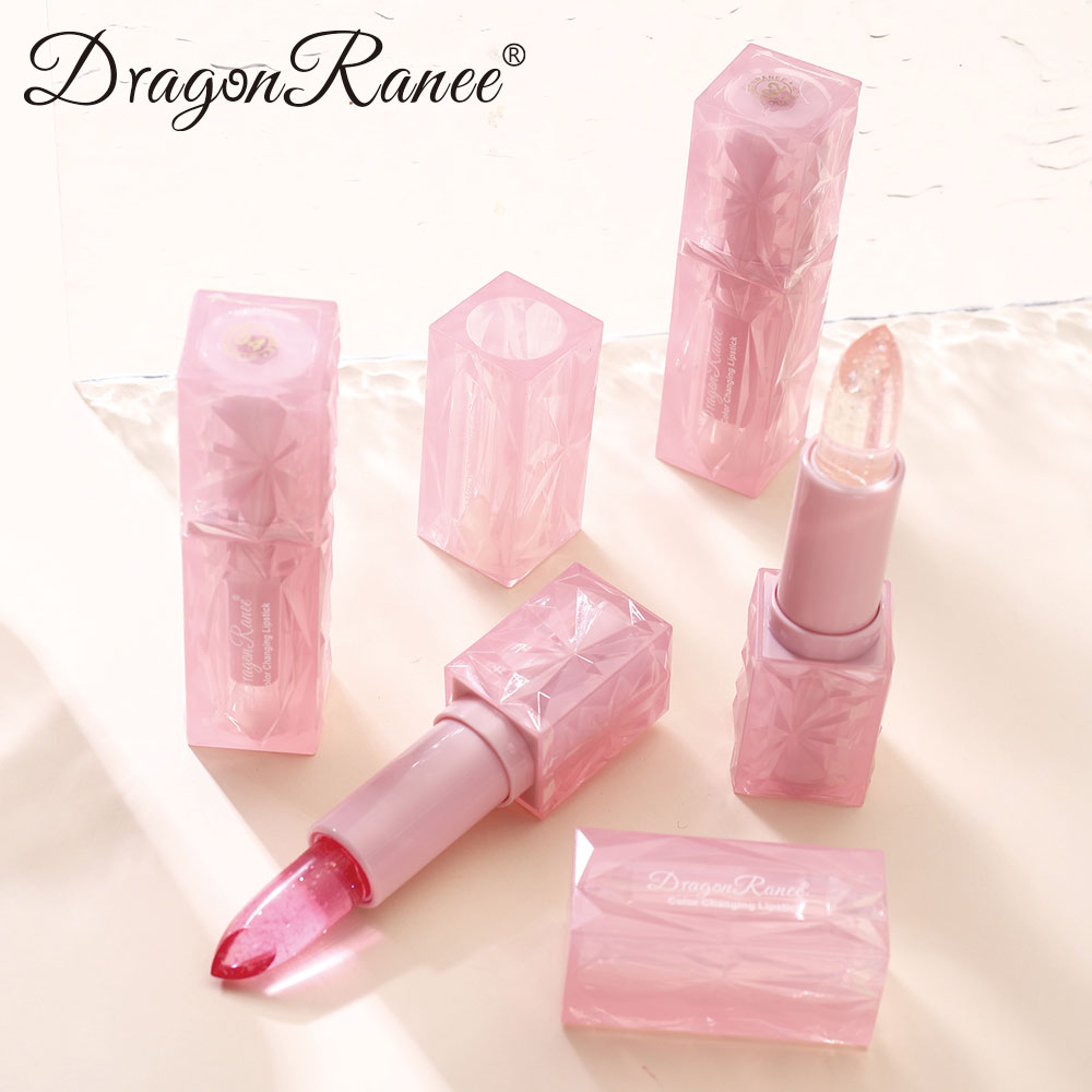 Colorful Changing Thermochromic Pink Three Diamond Crystal Lipstick, Waterproof Long Lasting Moisturising Lip Colour – view 4