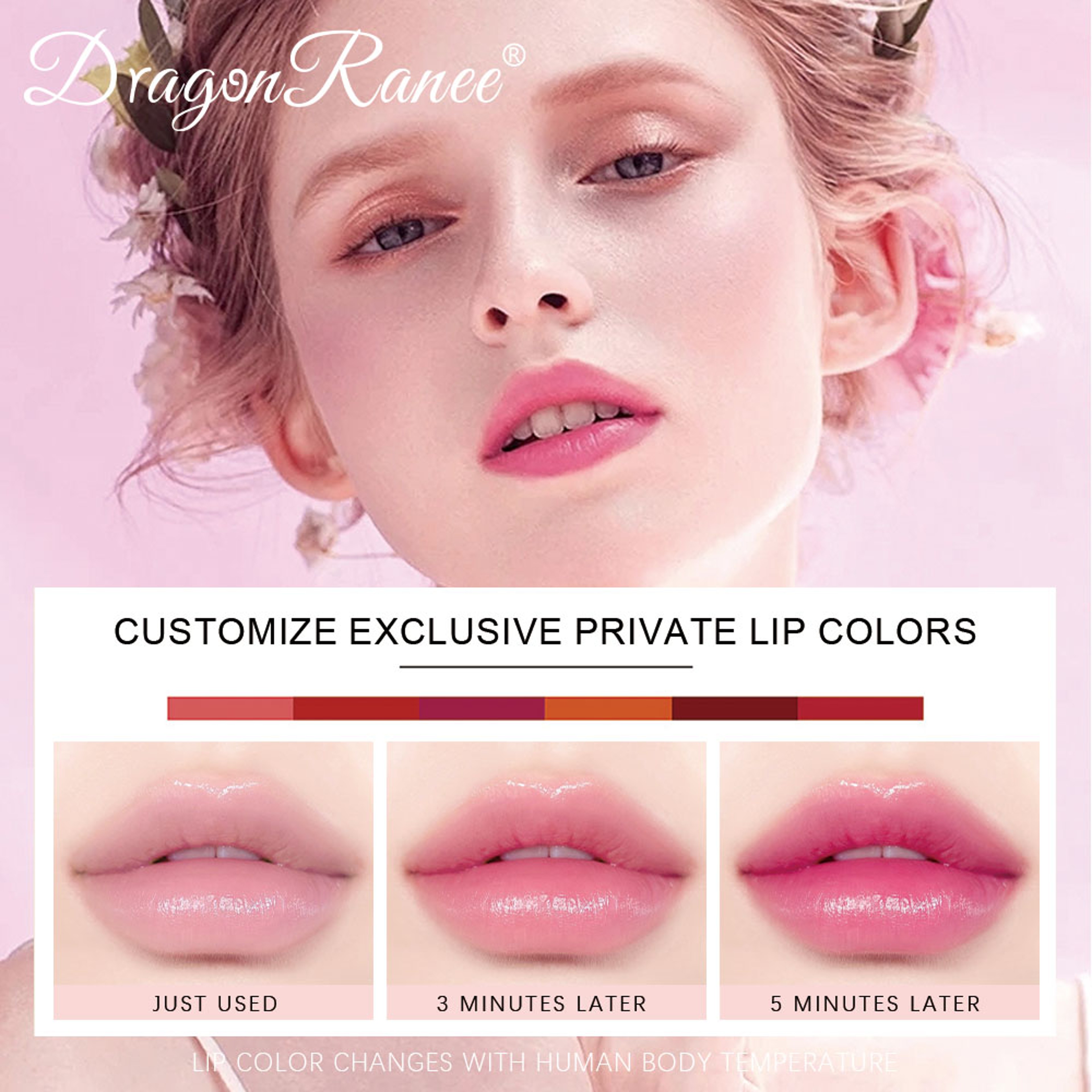 Colorful Changing Thermochromic Pink Three Diamond Crystal Lipstick, Waterproof Long Lasting Moisturising Lip Colour – view 6