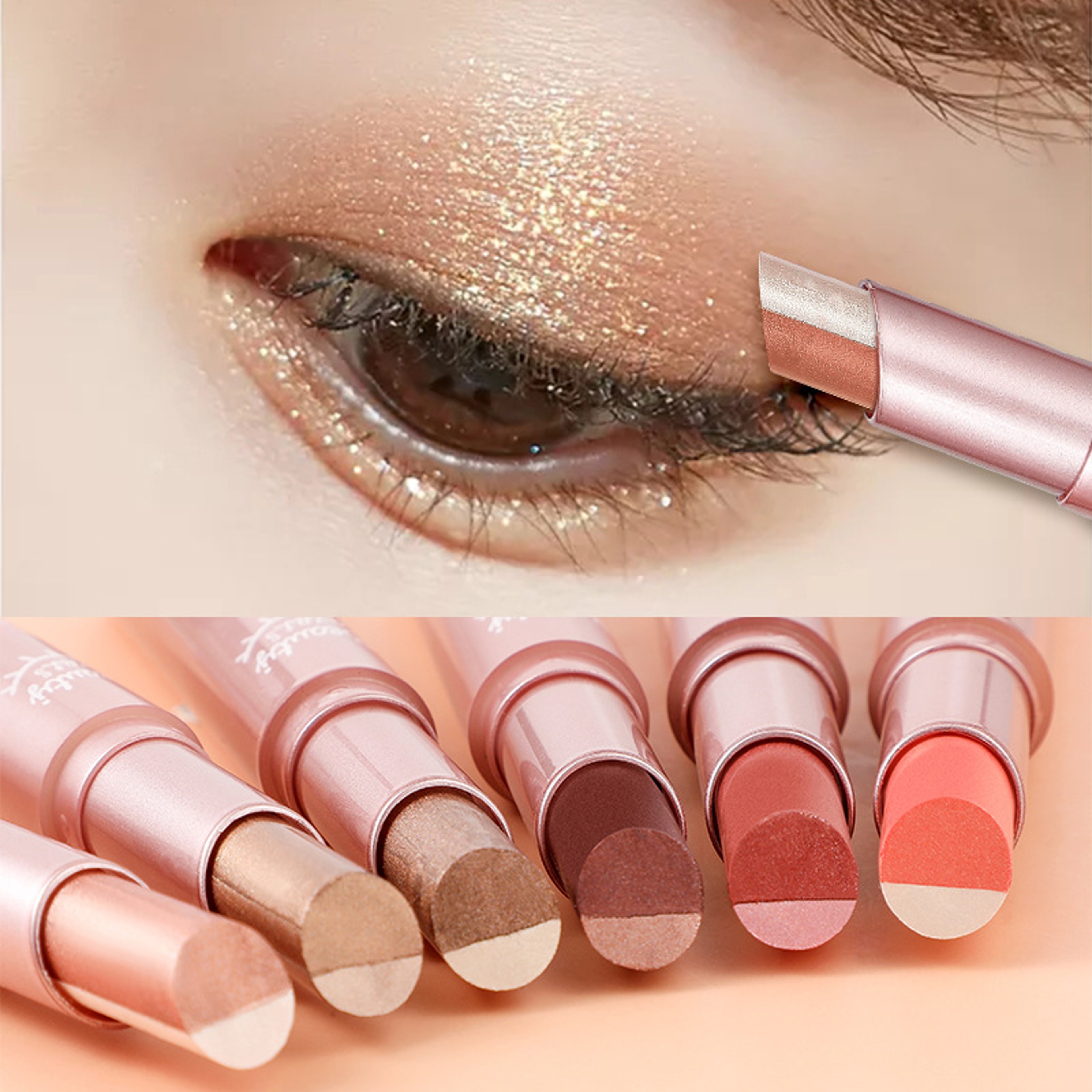 Waterproof Gradient Eyeshadow Stick TwoColor Pen Sweatproof Pearlescent Fine Shine Smudge Free Long 0