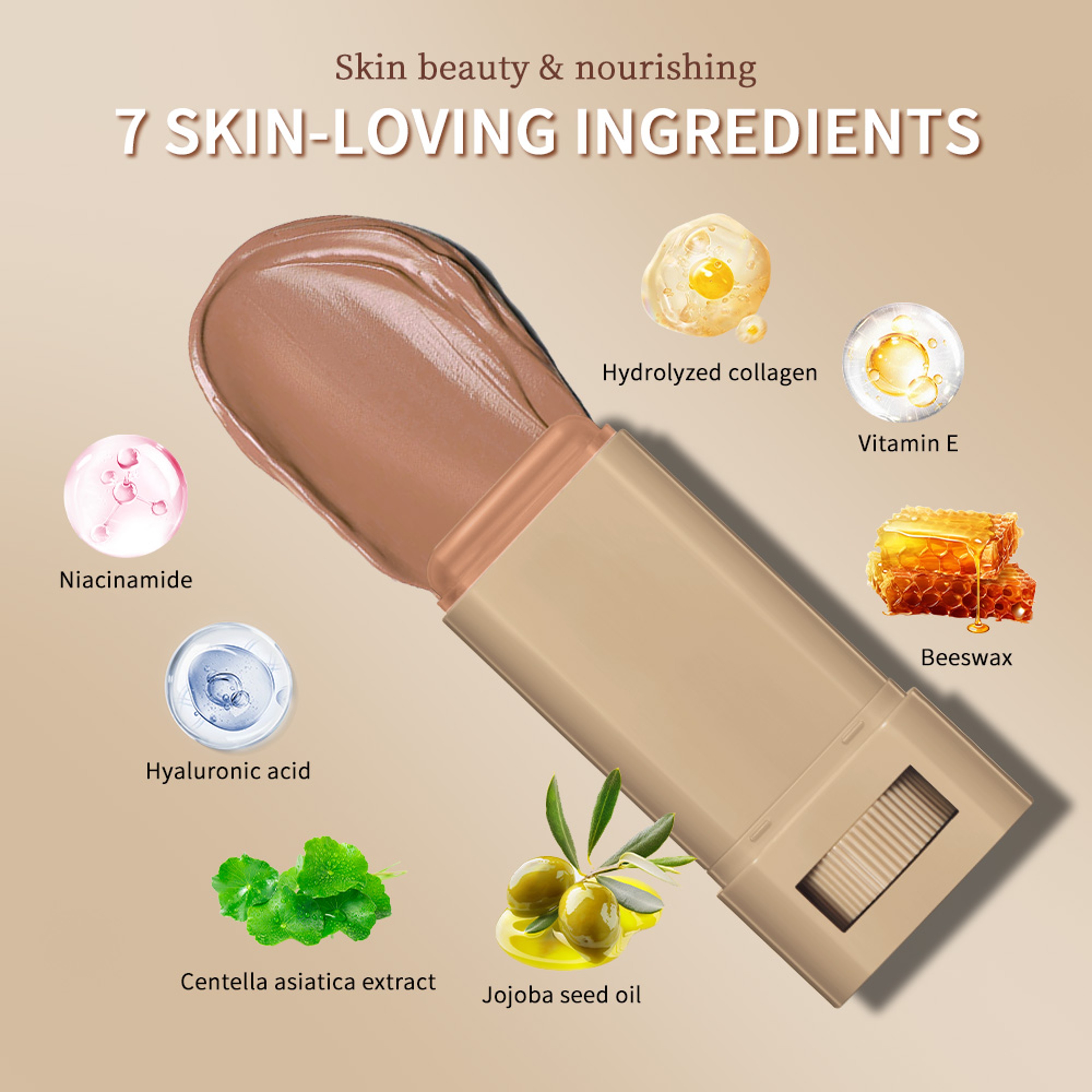 Foundation Stick Serum Boosted Skin Tint Balm Silky Texture Moisturizing Coverage Plumper Natural E 3