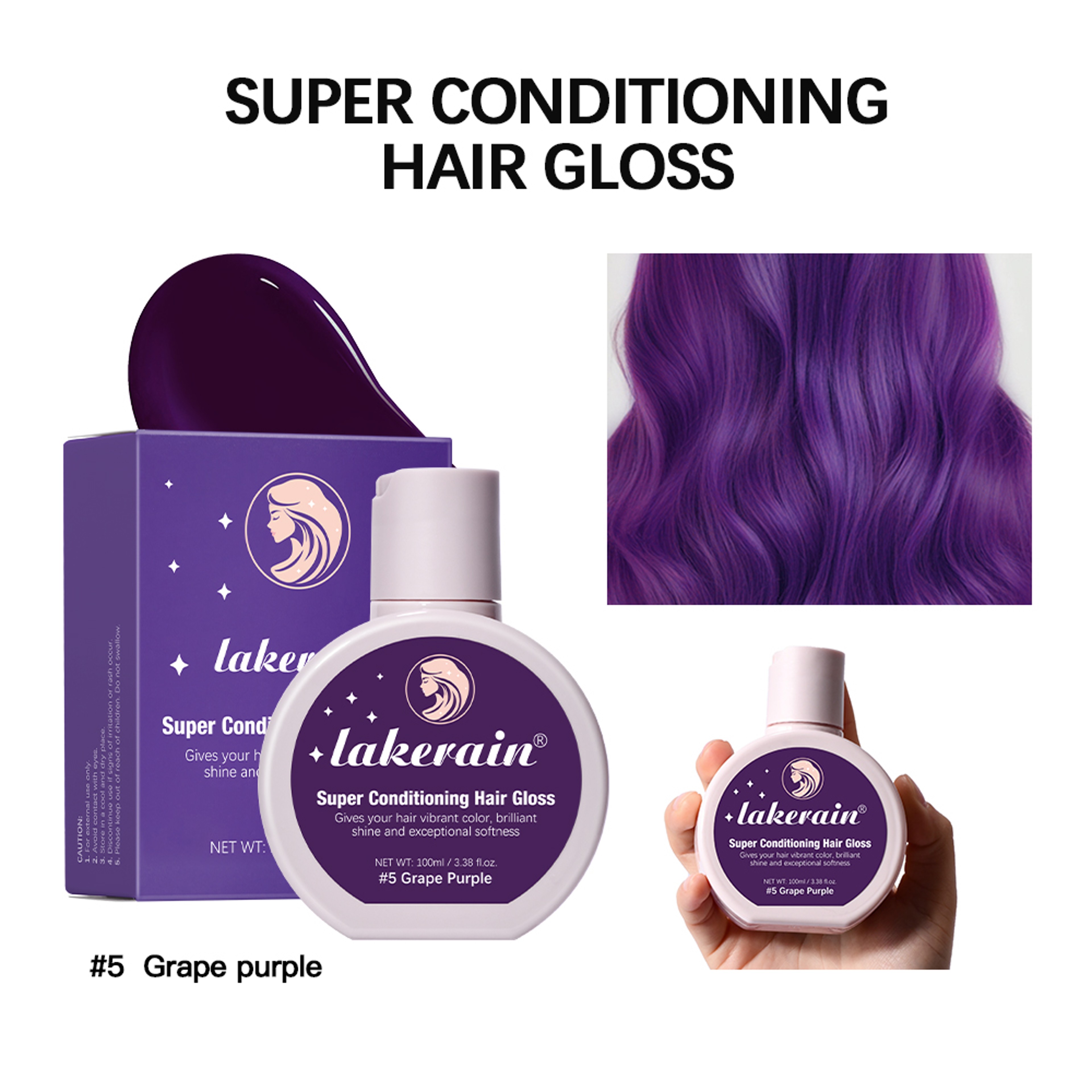 Hair Glaze Super Gloss, Color Conditioning Gloss Rinse Out Semi-Permanent Hair Gloss, Boosts Color, Adds Shine – view 9