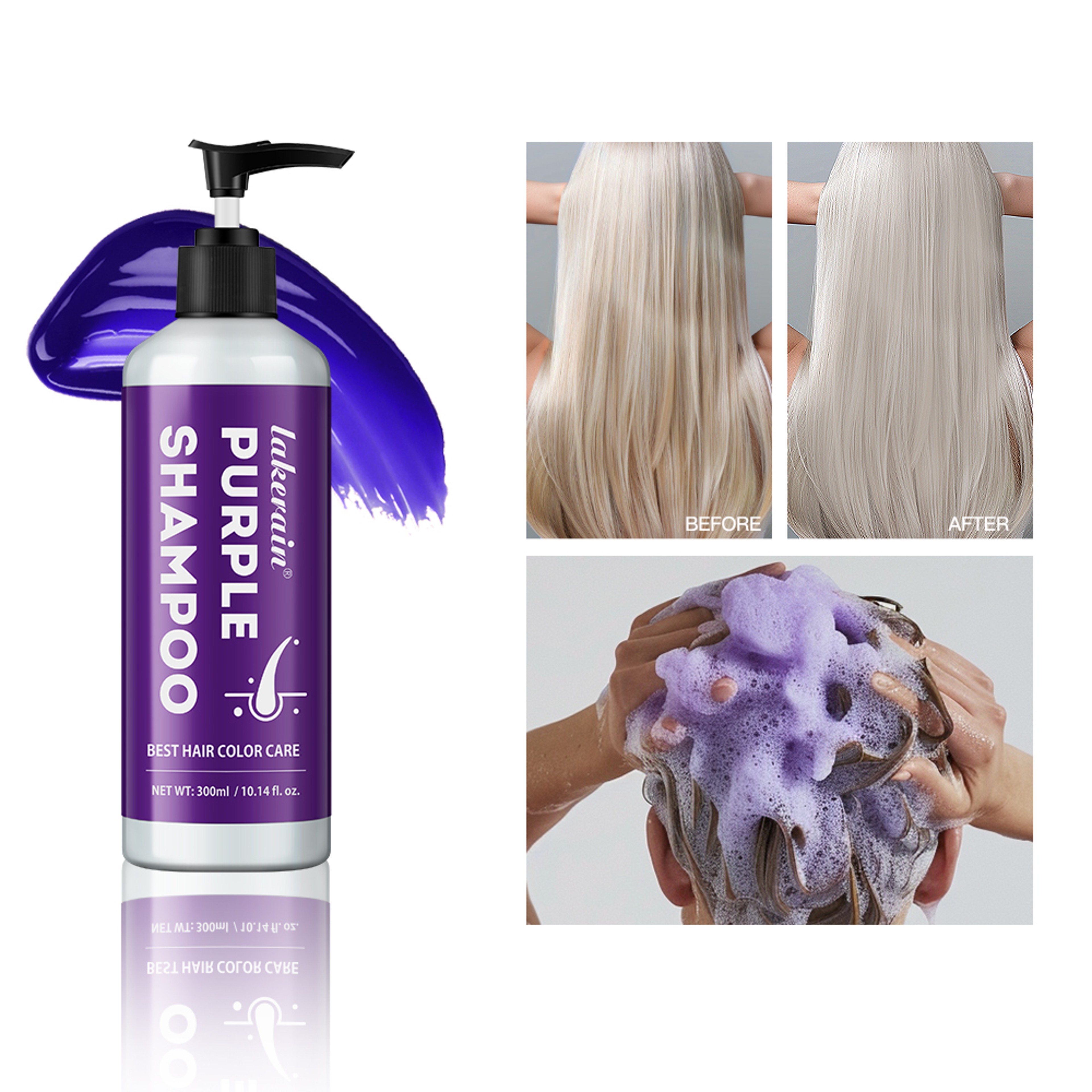 Purple Hair Dye Shampoo for Blonde to Cover Gray, Non-irritating Hair Fading, Color Fixing, Post-Bleach Repair – view 1