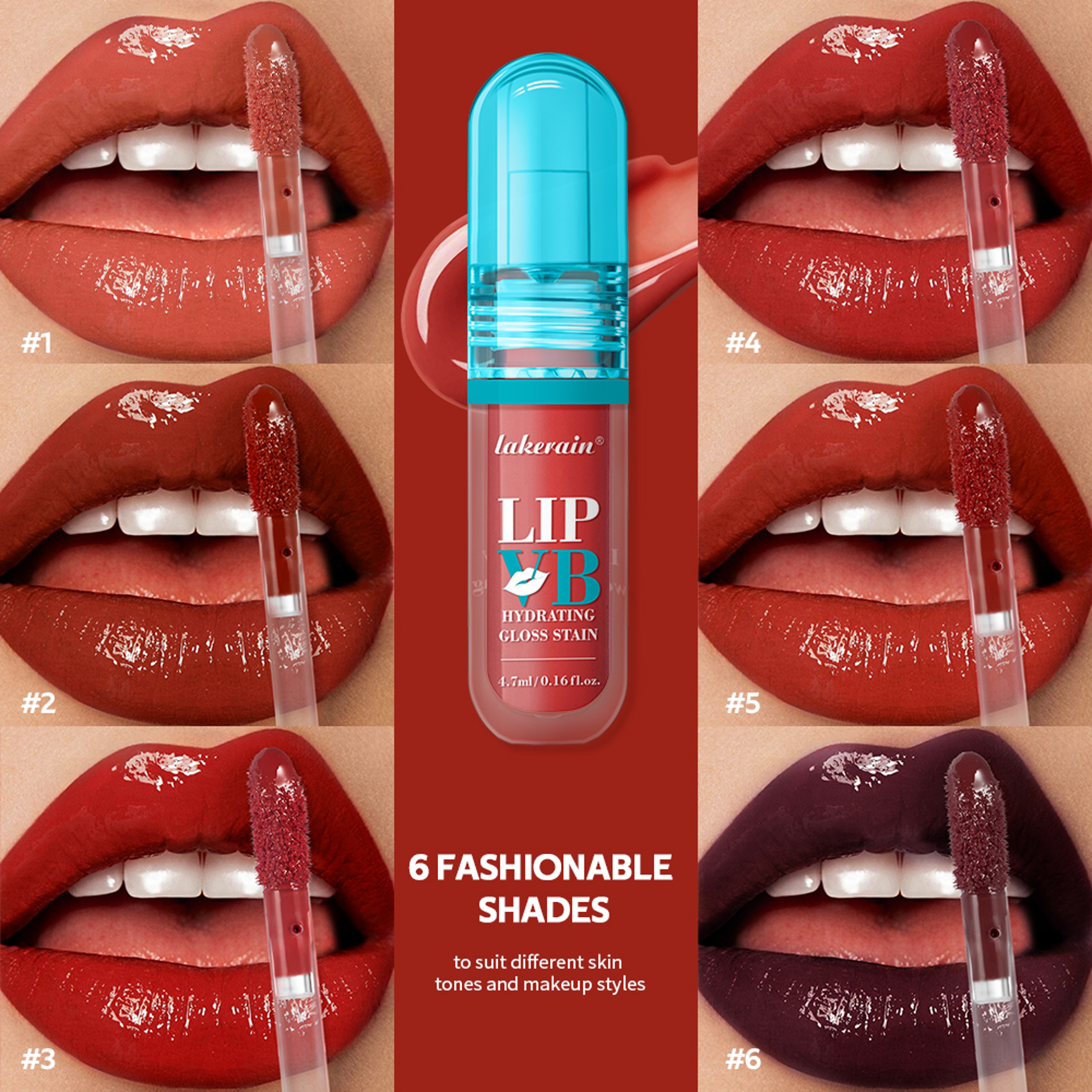 Lip Stain VB Hydrating Gloss Stain, Long-Lasting Hydration, Nourish Lips with Vitamin B12, Magnesium, Coconut Water – view 1