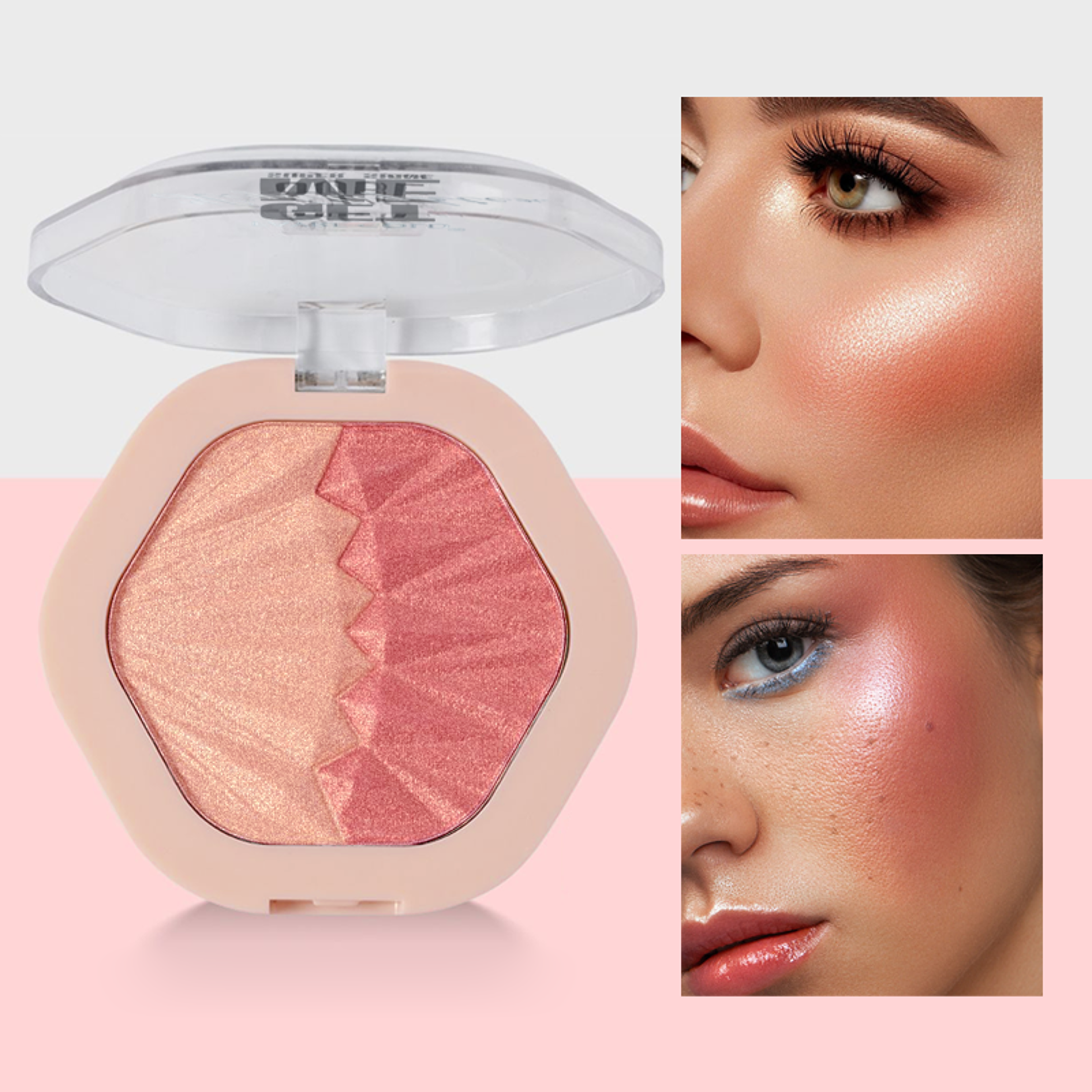Multicolor Makeup Blush, 2-color Blush Palette, Face Cheek Blush Makeup Sparkle Highlight, 2 in 1 Eye Shadow Contouring – view 1