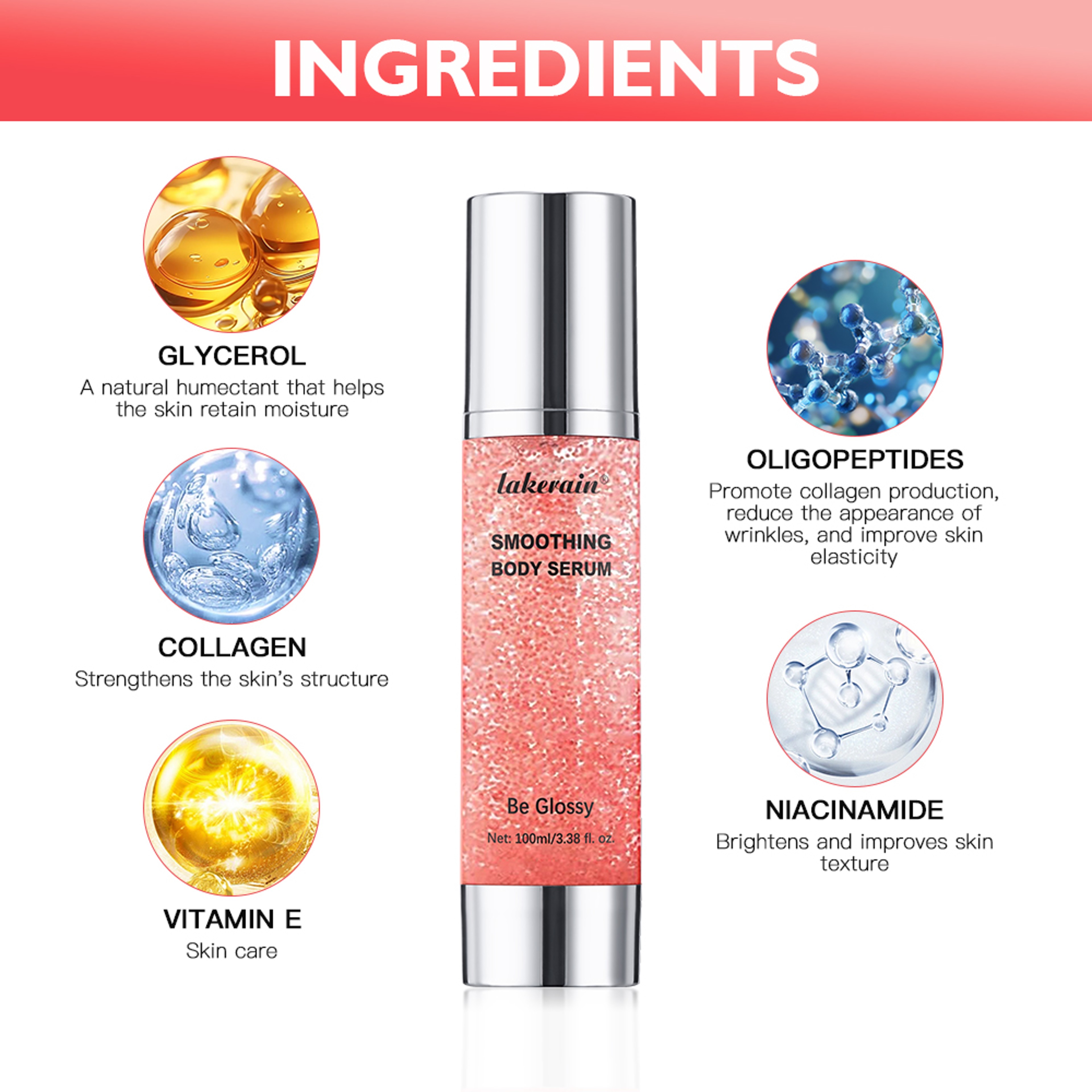 Glossy Body Serum for Wrinkles Smoothing, Hydrating Nourishing Repair, Body Serum Hyaluronic Acid, Skin Booster – view 6