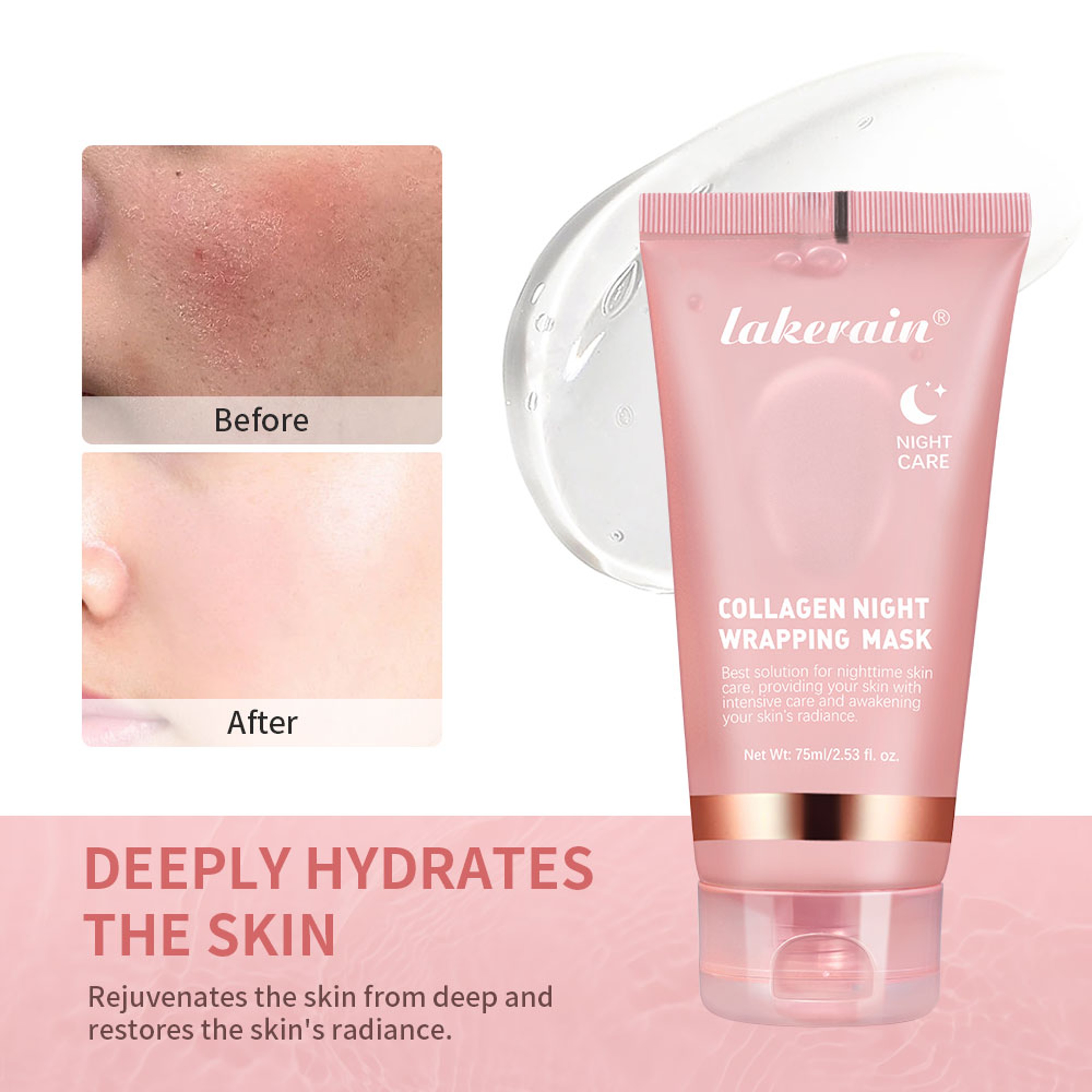 Collagen Overnight Wrapping Peel Off Facial Mask, Elasticity Hydration Care, Deep Firming, Reduces Sagging, Dullness – view 3