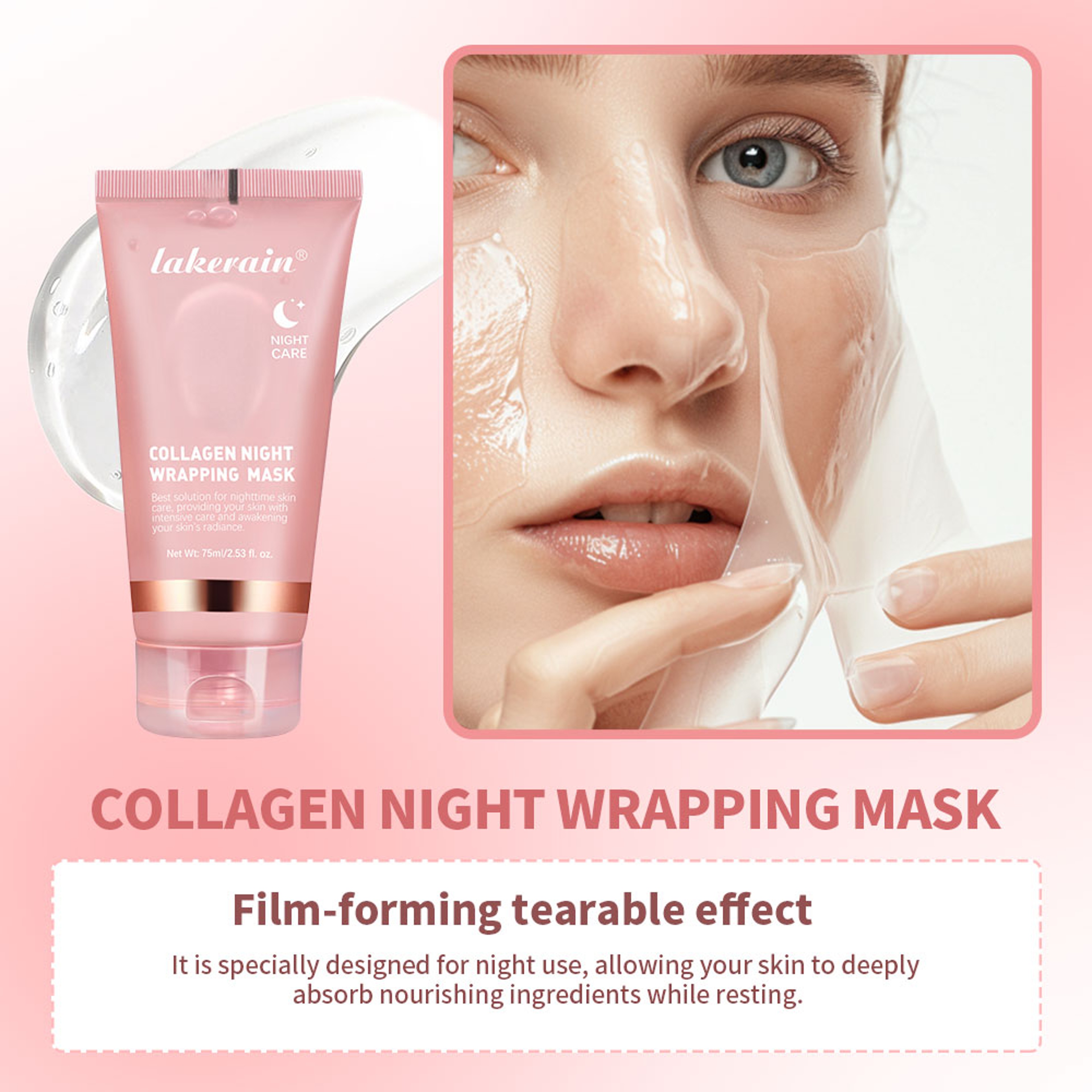 Collagen Overnight Wrapping Peel Off Facial Mask, Elasticity Hydration Care, Deep Firming, Reduces Sagging, Dullness – view 5