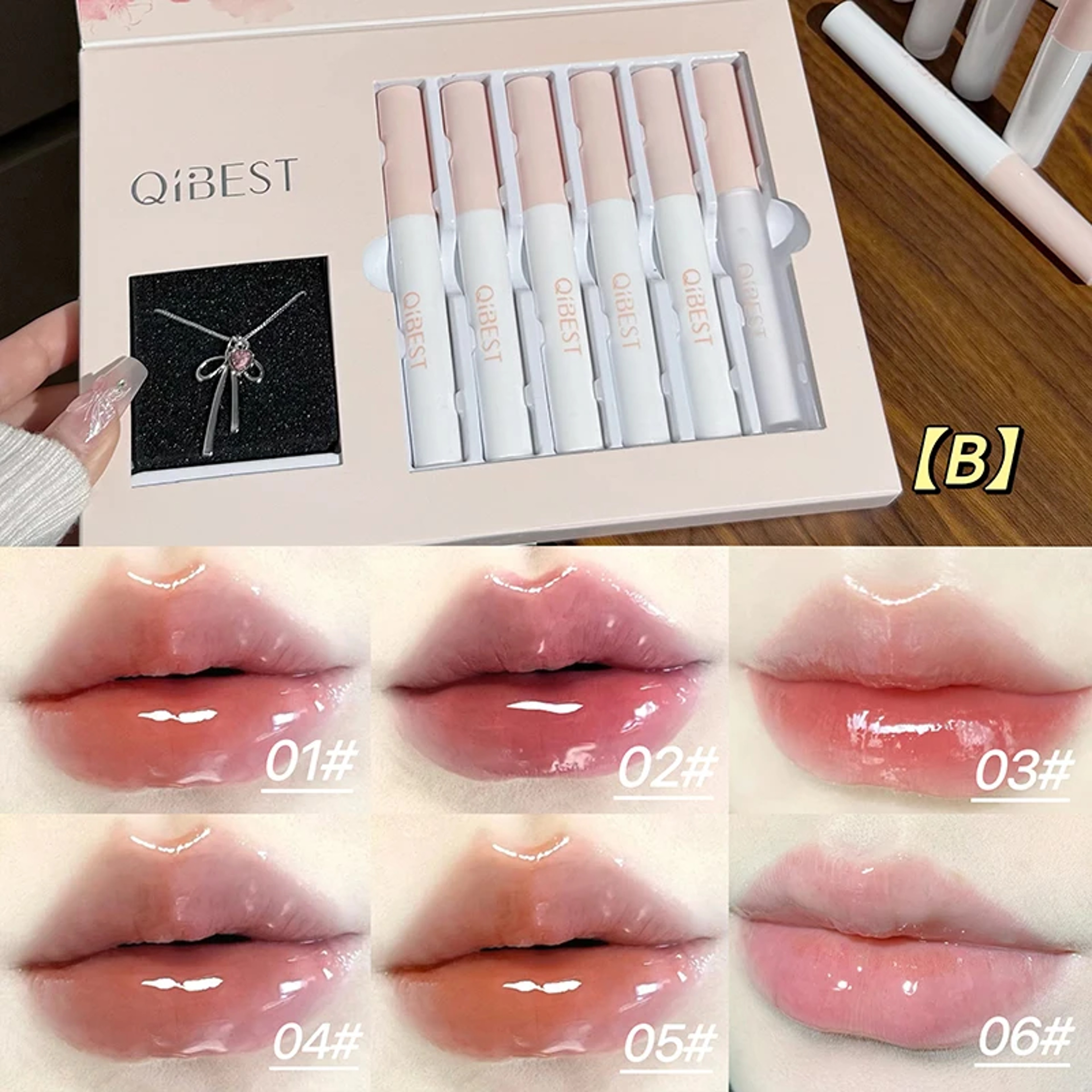 Lip Makeup Kits, Matte Velvet Liquid Lipstick Lasting, Lip Glaze Sets, Moisturizing Lip Balm Oil Necklace Gift – view 2