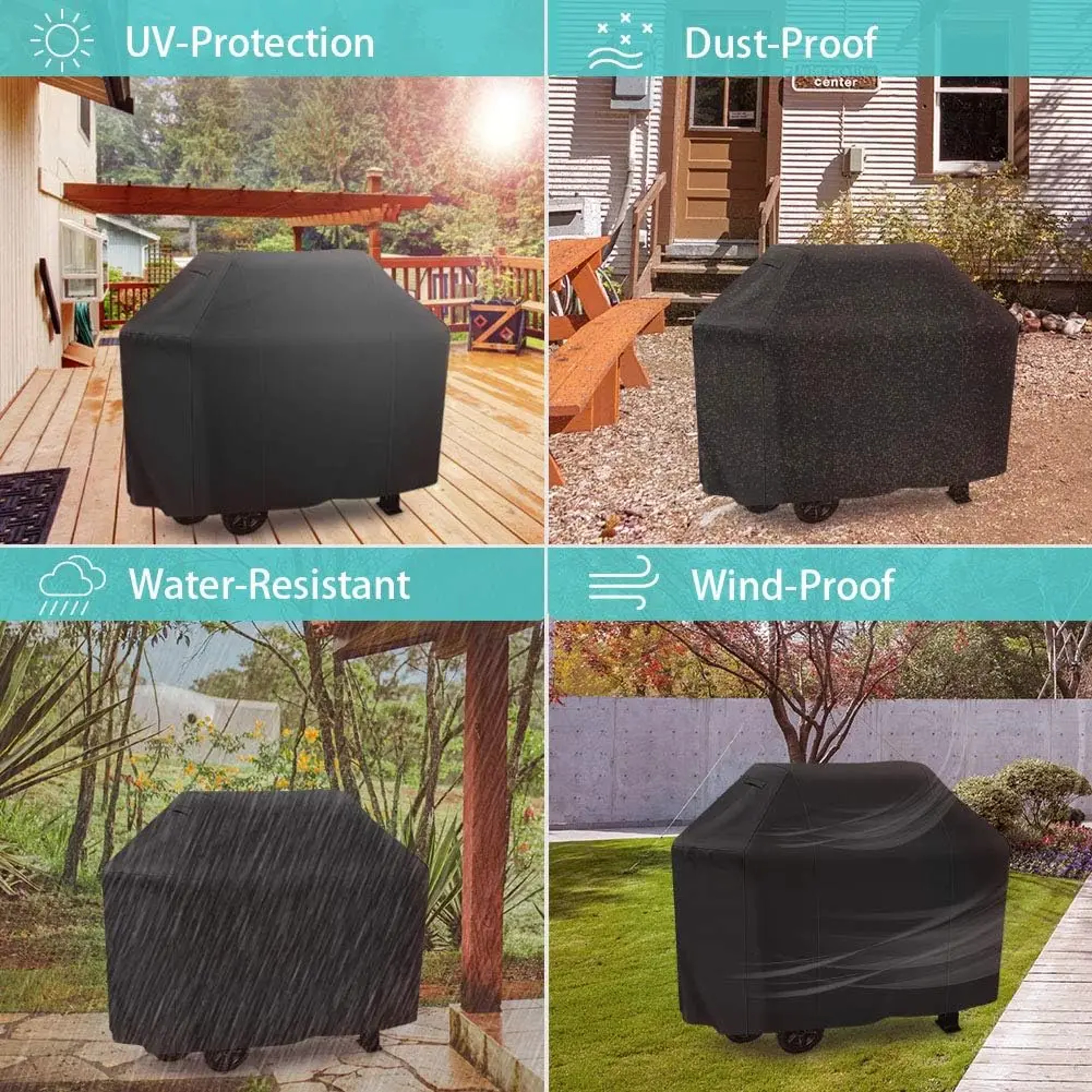 Heavy Duty Waterproof BBQ Grill Cover with Elastic Hem – view 4