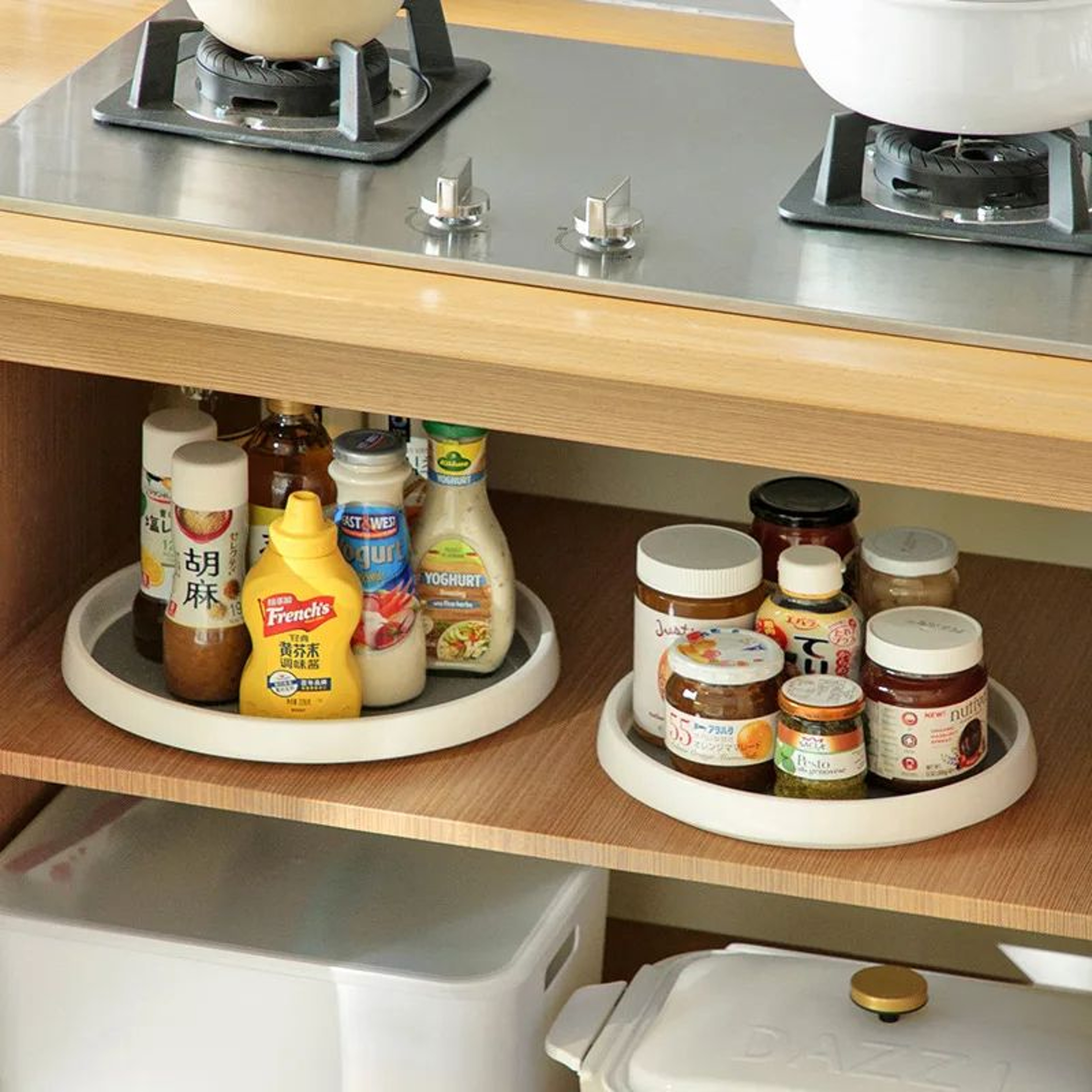 Rotatable AntiSliding Kitchen Condiment Storage Rack Spice Organizer  MultiFunctional Home Storage  1