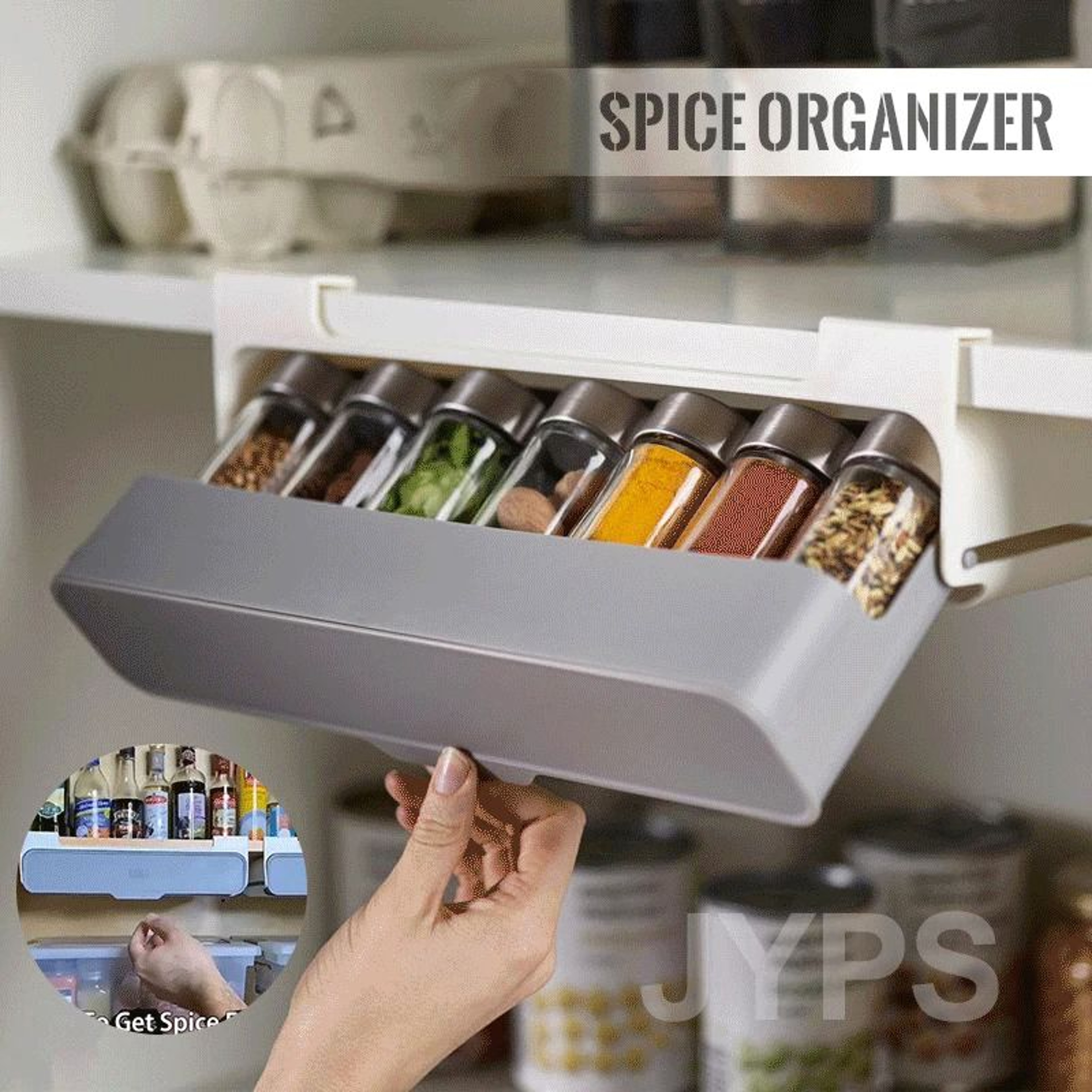 SelfAdhesive WallMounted Spice Rack For Kitchen Storage UnderShelf Organizer 0