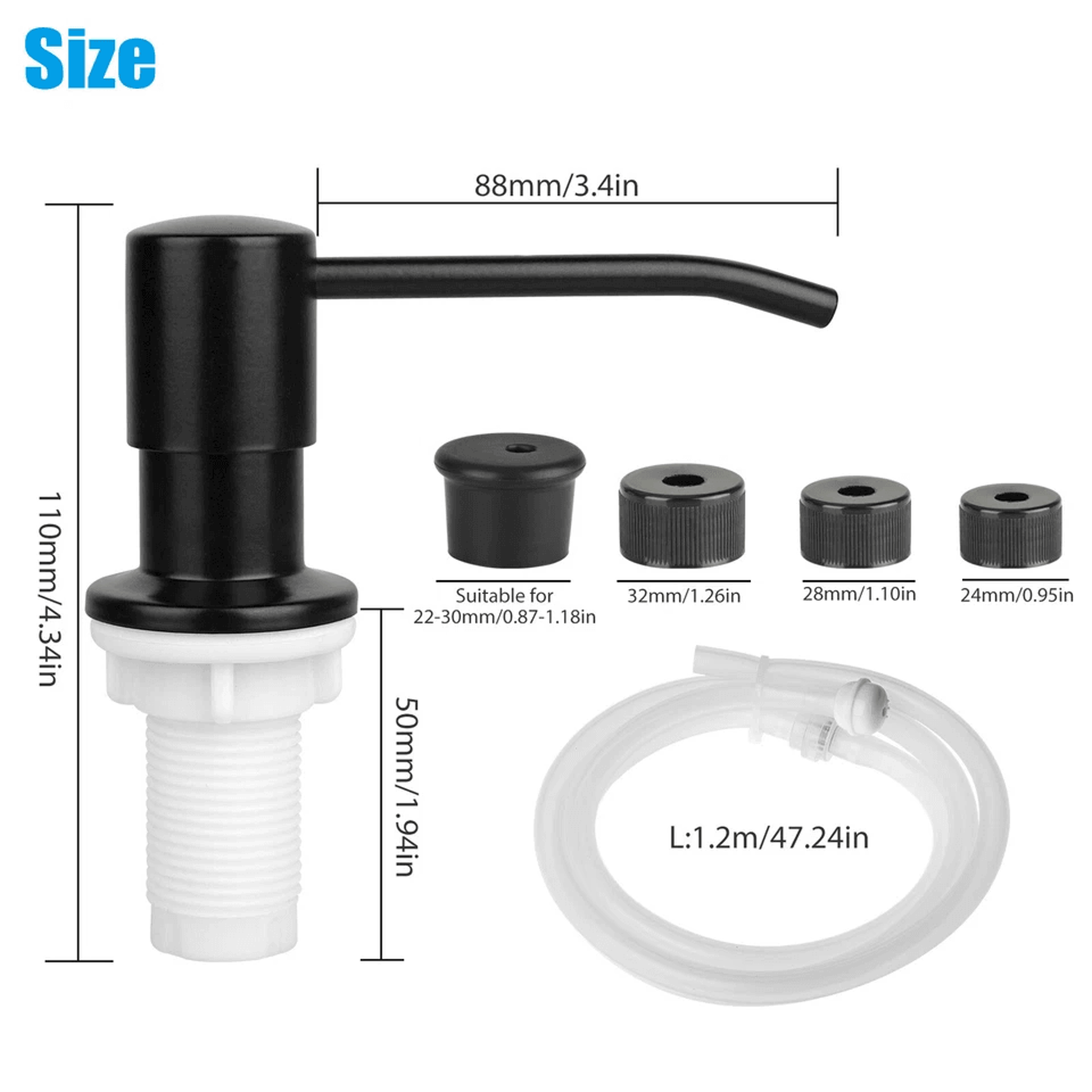 Stainless Steel Sink Soap Dispenser With Tube Kit Kitchen Liquid Pump Bottle System Quick Install N 6
