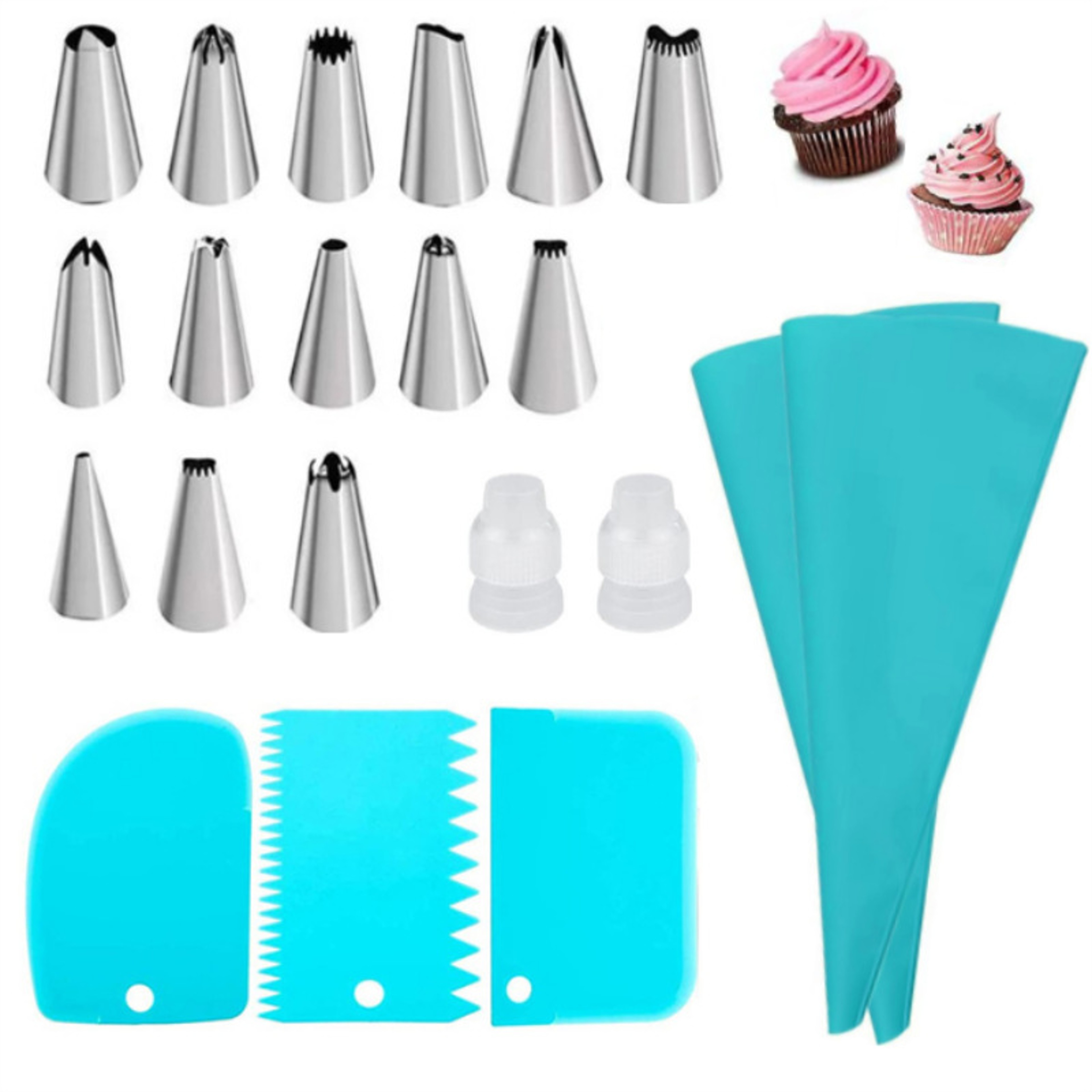 Premium Stainless Steel Nozzle Tips Set with Silicone Piping Bags, DIY Cake Decorating Kit for Beginners – view 13