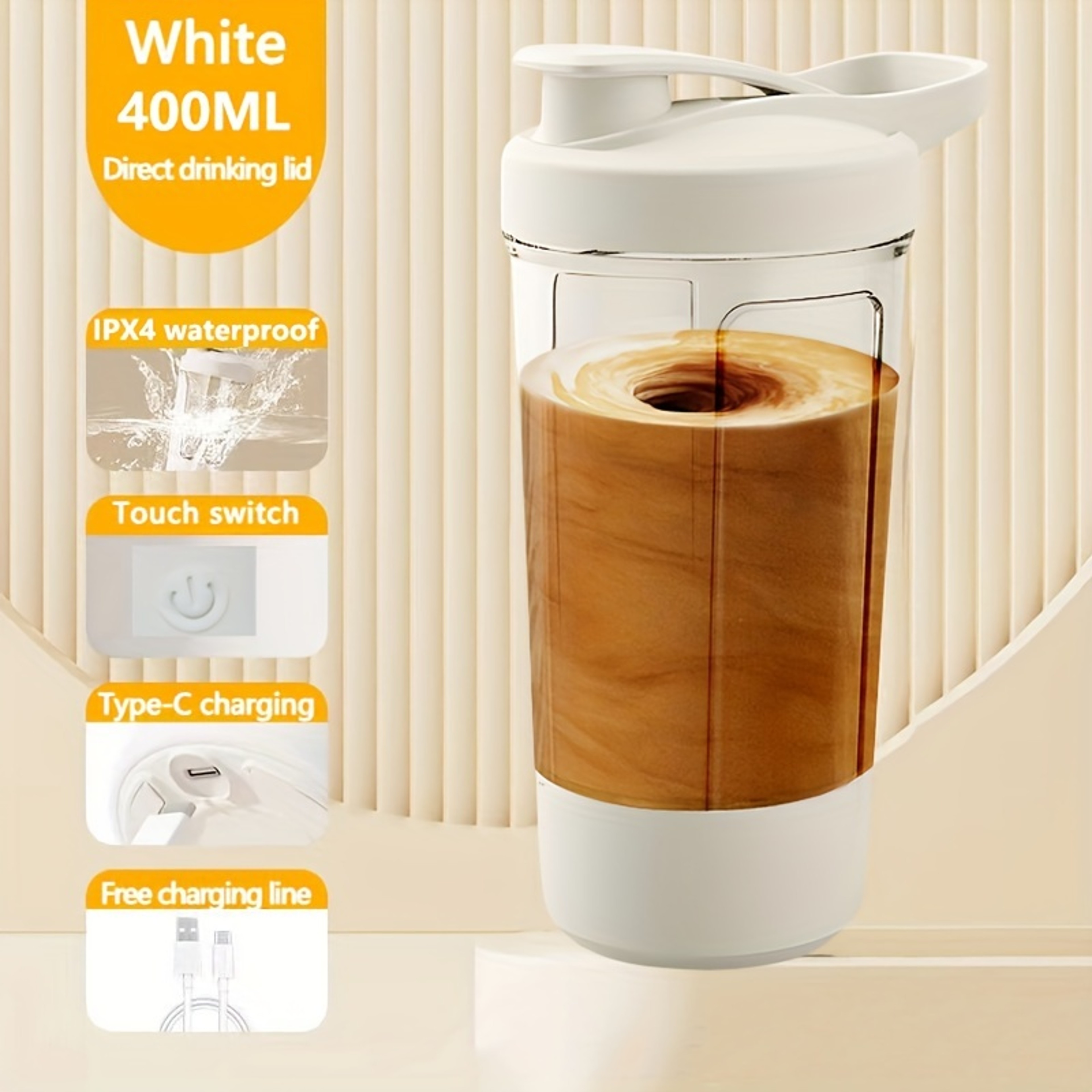 Portable Charging Electric Stirring Cup, Automatic Self Mixing Sports Cup with Electric Stirring – view 3