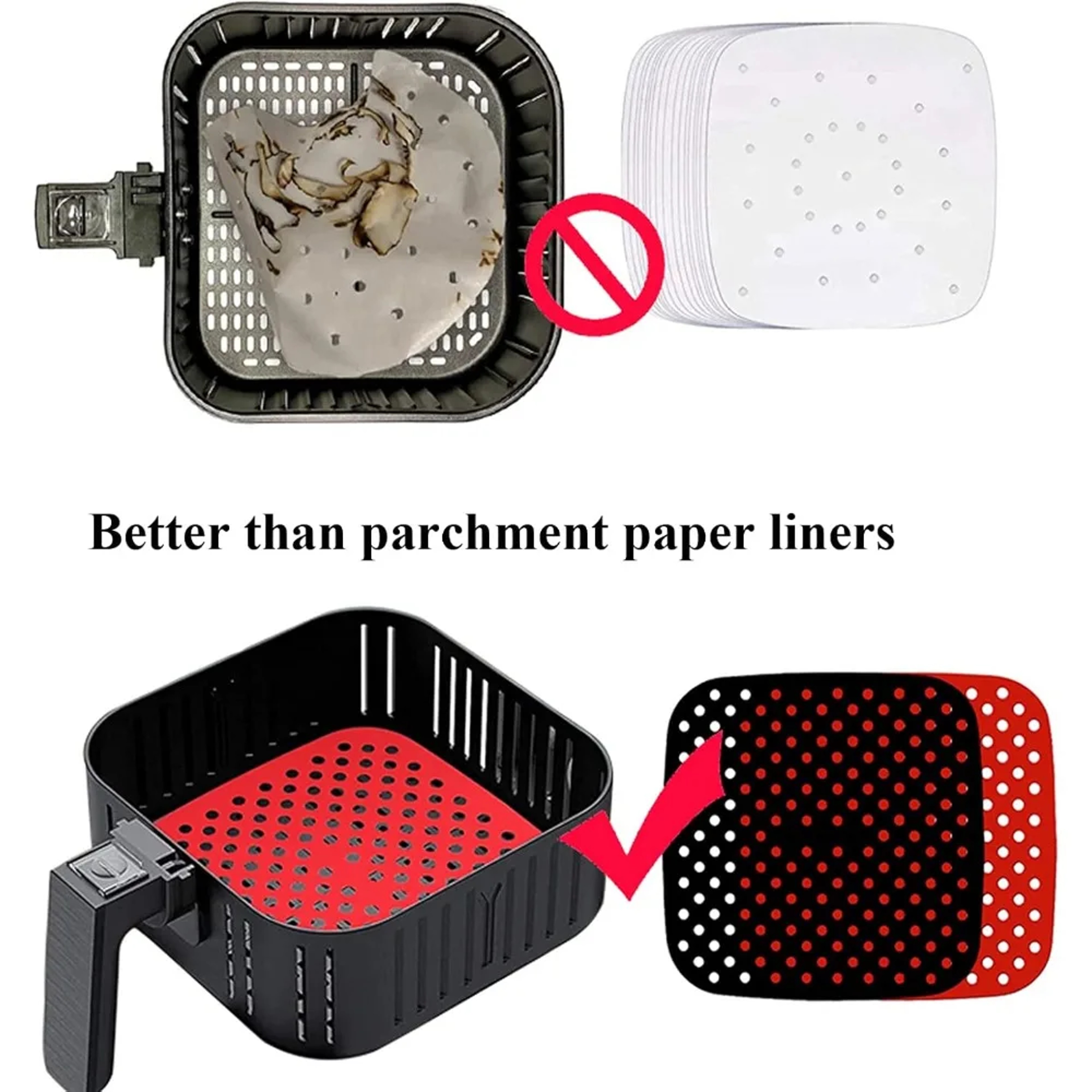 Reusable Air Fryer Liners for 5QT or Bigger, Easy Clean, Dishwasher Safe Non-Stick Parchment Paper Replacer – view 2