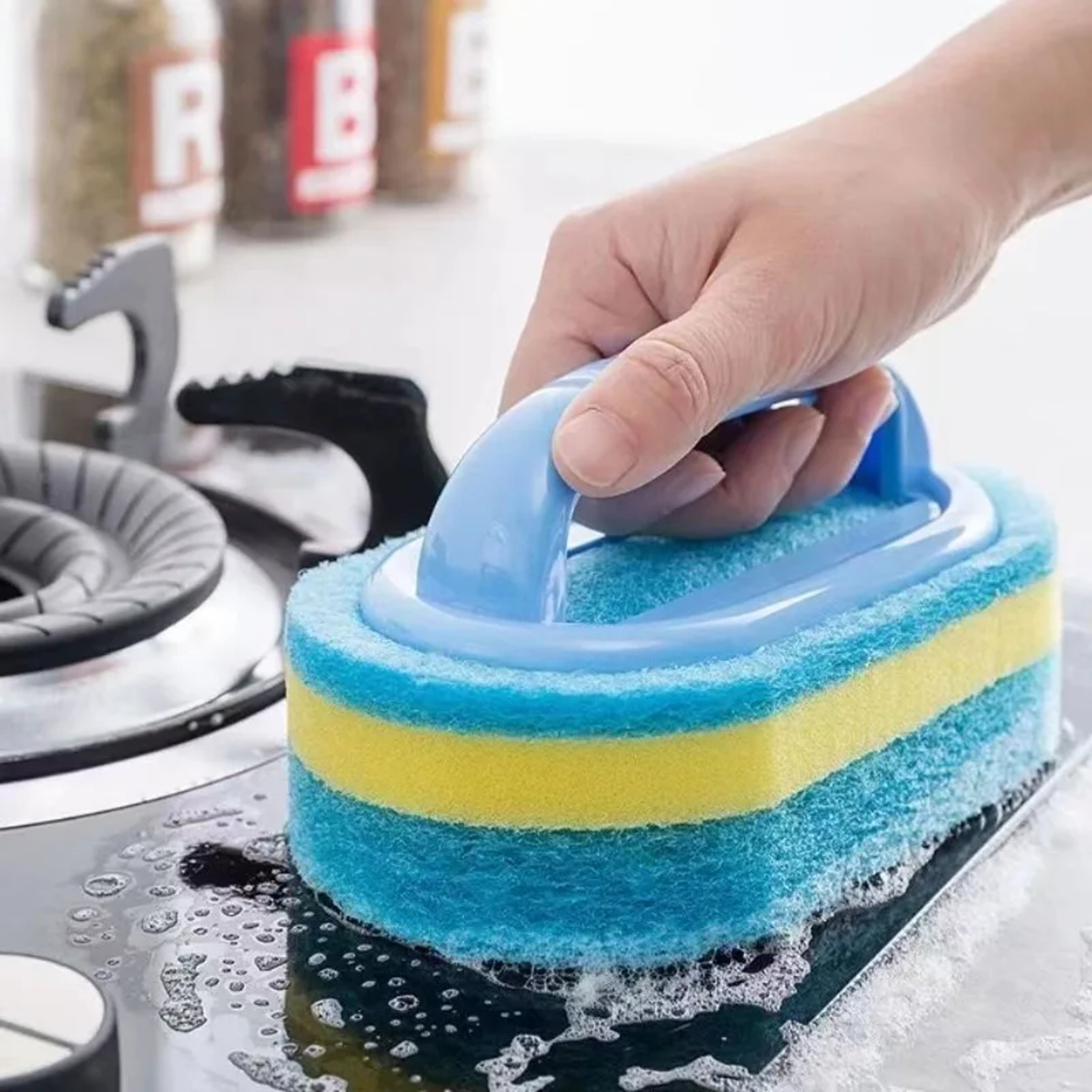 Magic Handle Sponge Household Cleaning Brush Easy Cleaning Tool For Kitchen Bathroom Toilet Walls