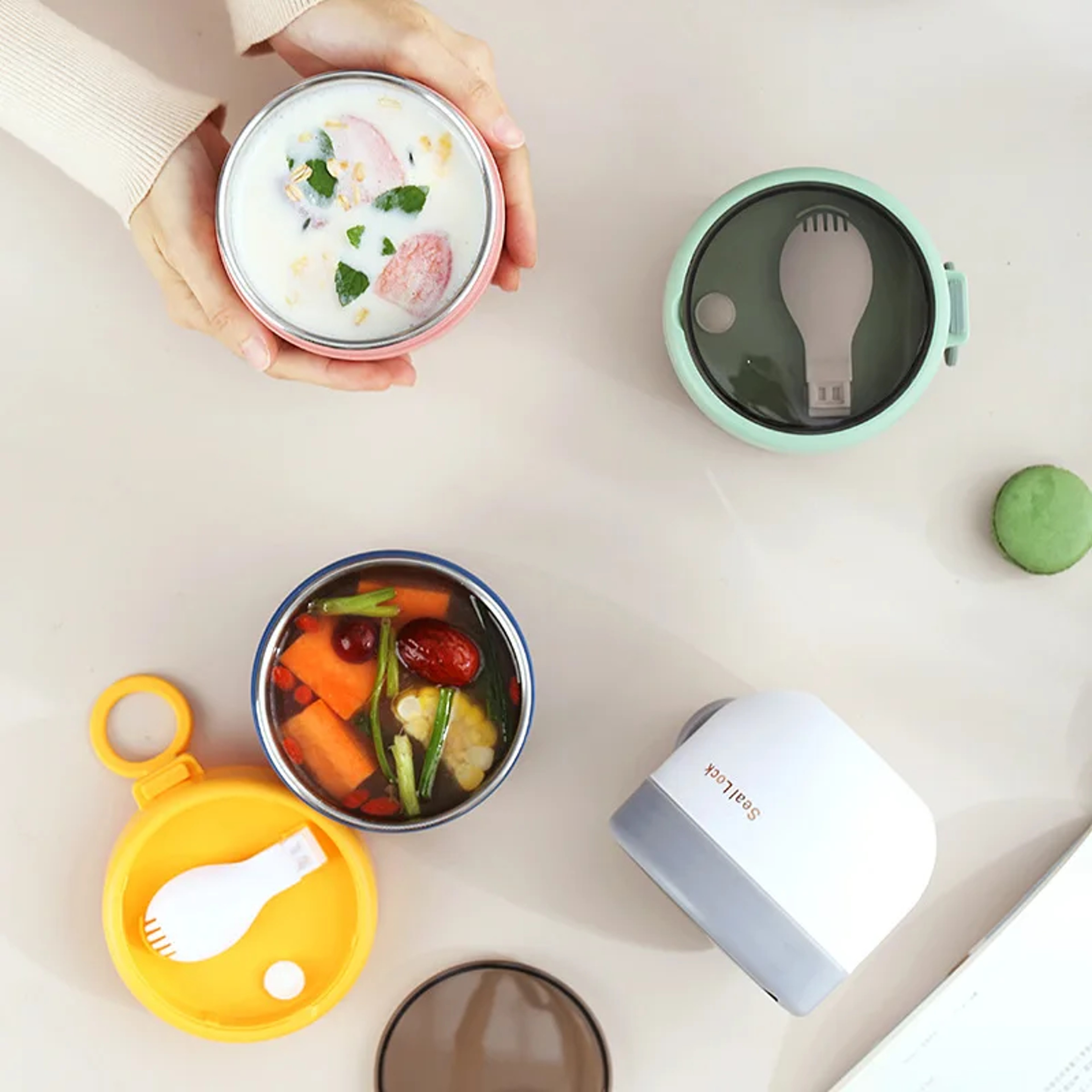 Stainless Steel Soup Noodle Bowl With Lid Microwave Safe Lunch Box For Student Office School Reusab 2