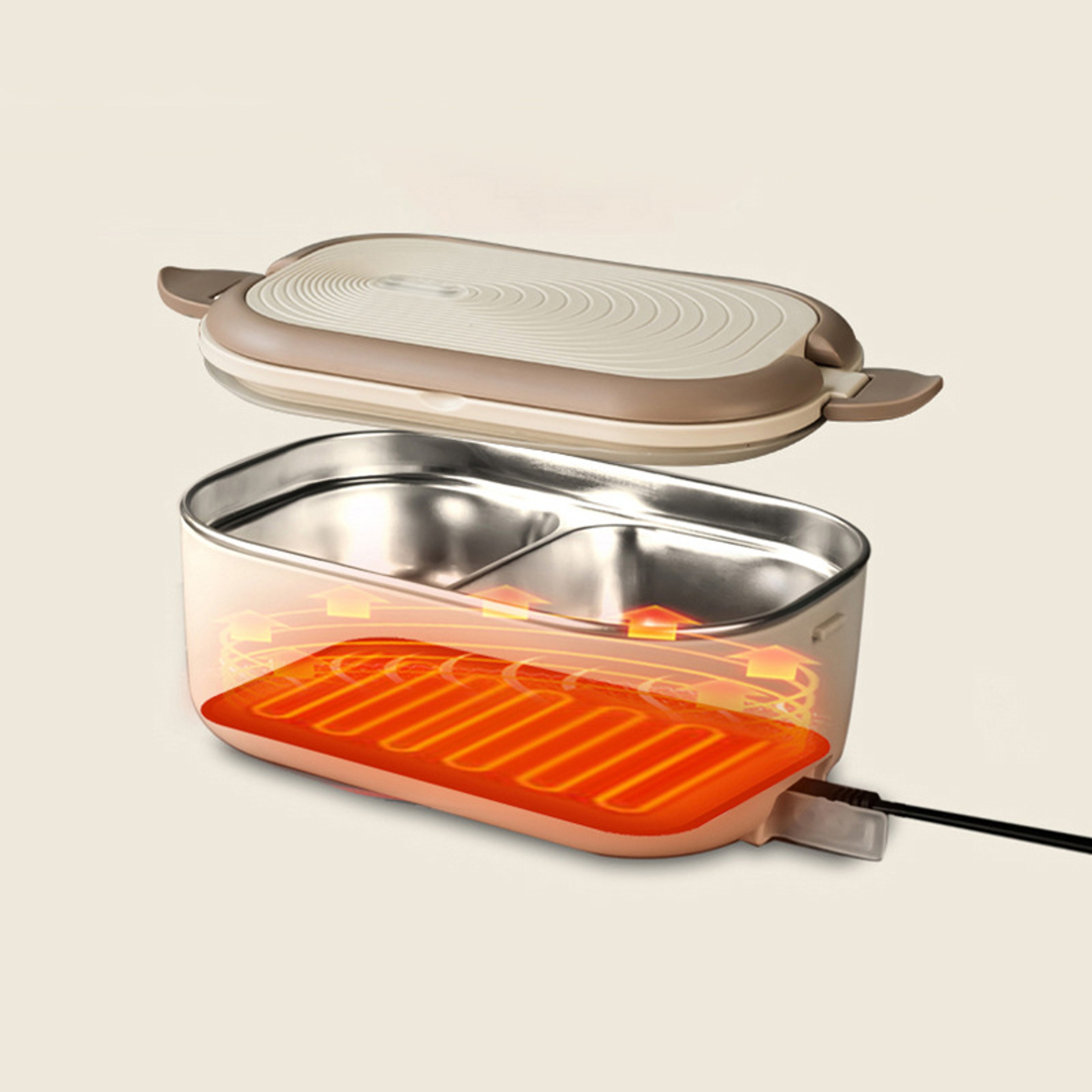 Portable Electric Lunch Box Stainless Steel With Compartments Bag Office Food Warmer Heat Tableware 0