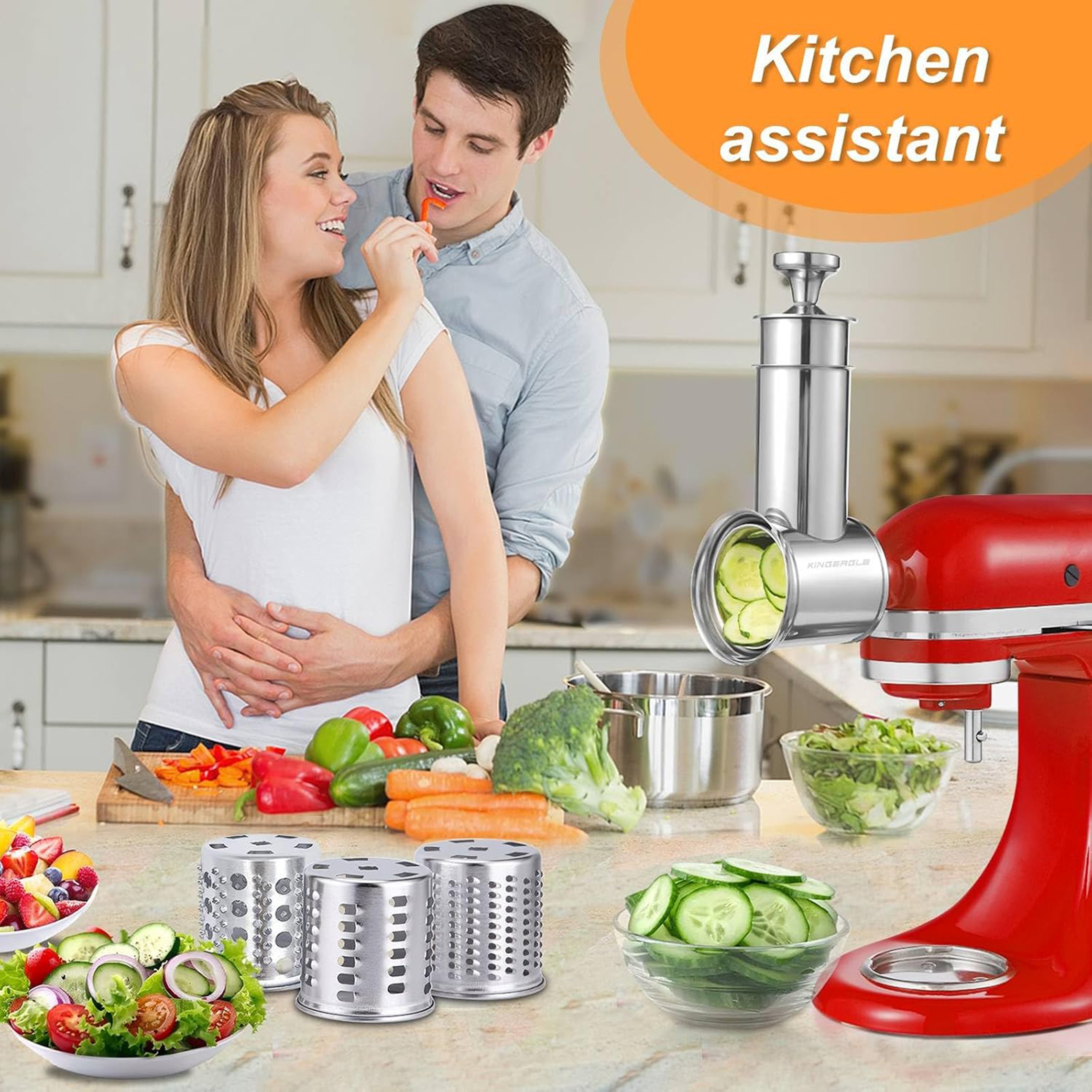 Large Stainless Steel Slicer Shredder Attachment For KitchenAid Mixer Dishwasher Safe Vegetable Che 0