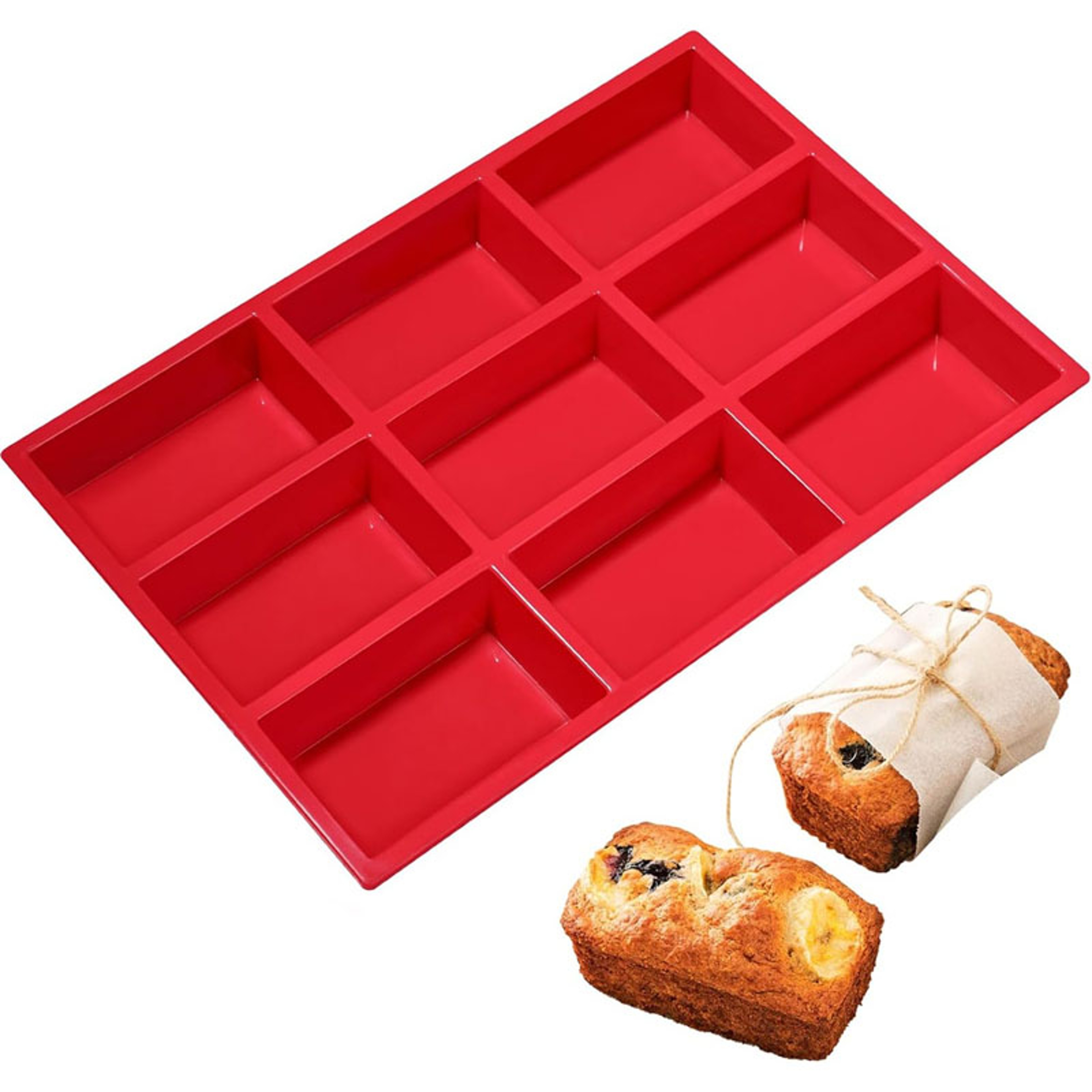 Mini Loaf Pans Non-Stick, Cavity Silicone Bread Molds, Heat Resistant Baking Moulds for Bread & Cornbread, Mini Bread – view 1
