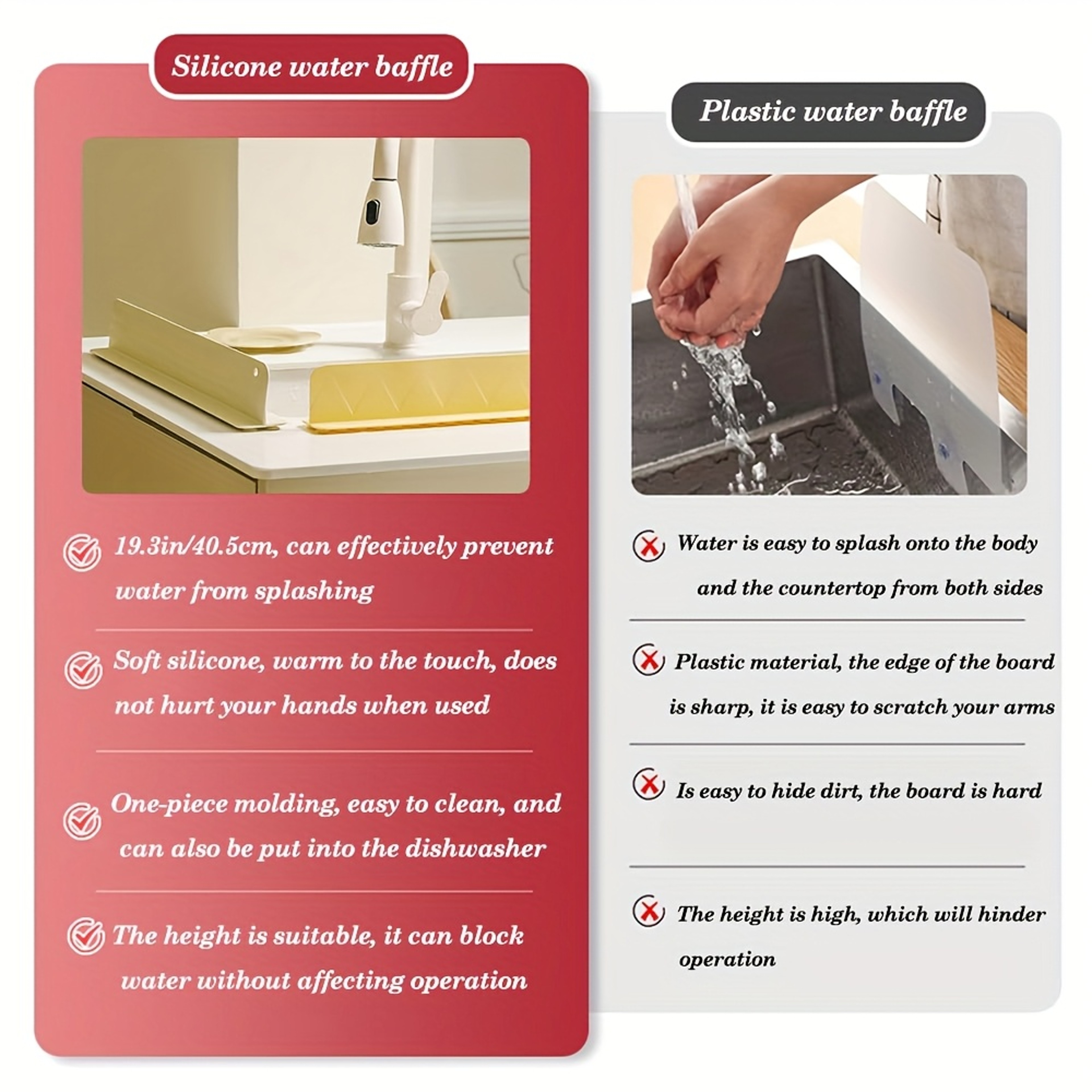 Silicone Sink Splash Guard Waterproof Kitchen Baffle Protects Clothes From Splashing Water When Was 5