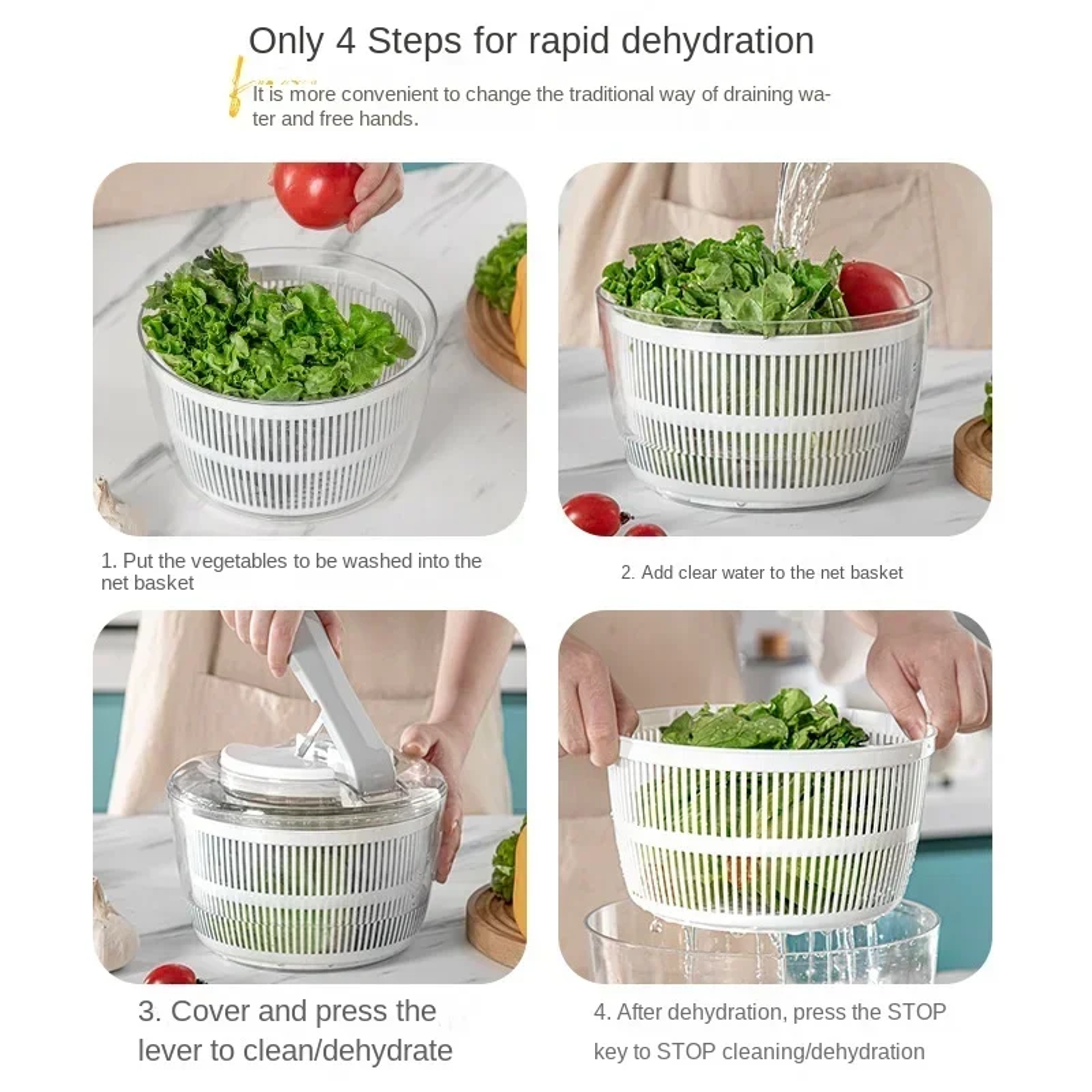 Multifunctional Vegetables Salad Spinner Lettuce Leaf Washer  Vegetable Dehydrator Salad Dryer Mixe 5