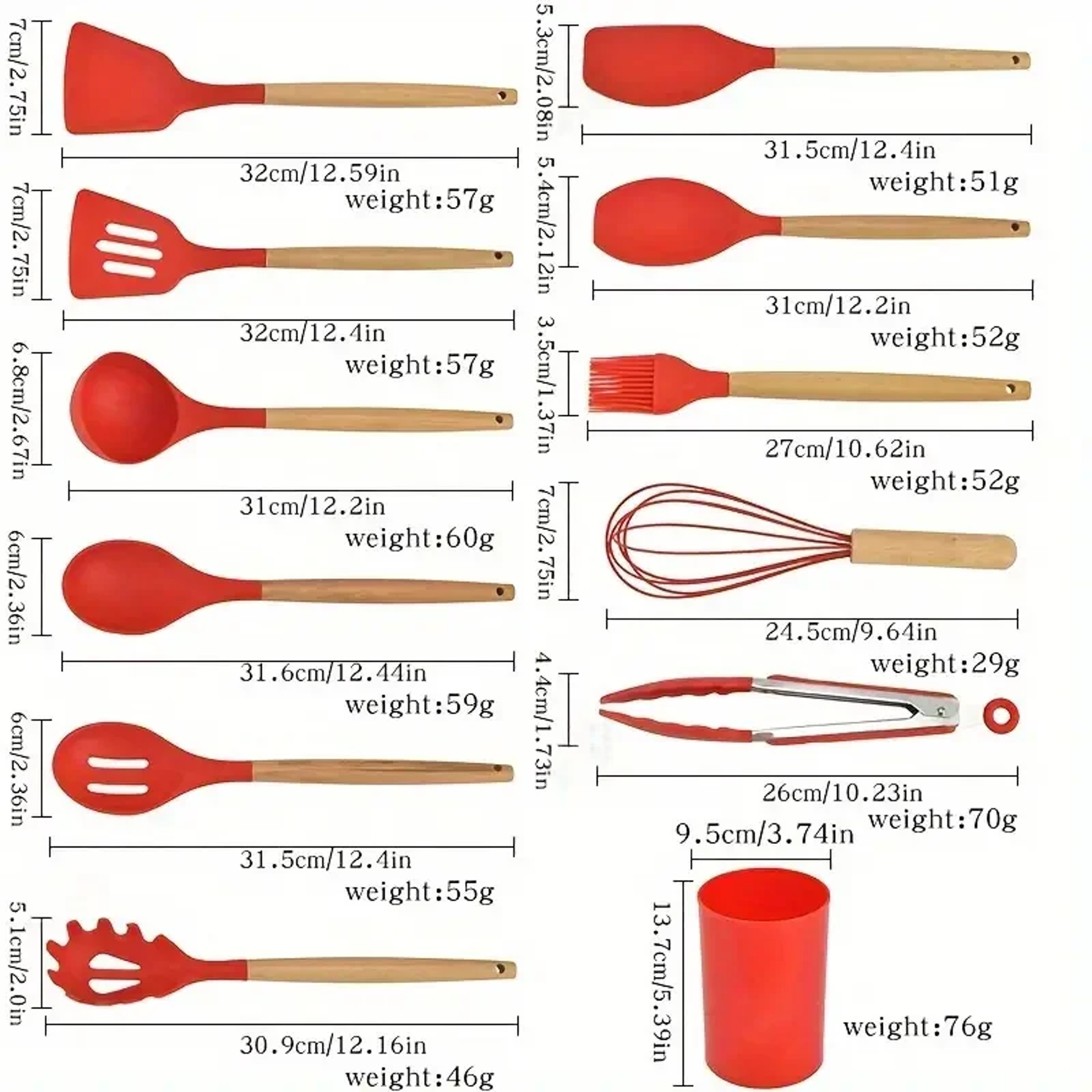Multi-color Silicone Kitchenware Set, Wooden Handle Non Stick Pot Spatula Spoon Cooking Utensils, Heat-Resistant – view 5