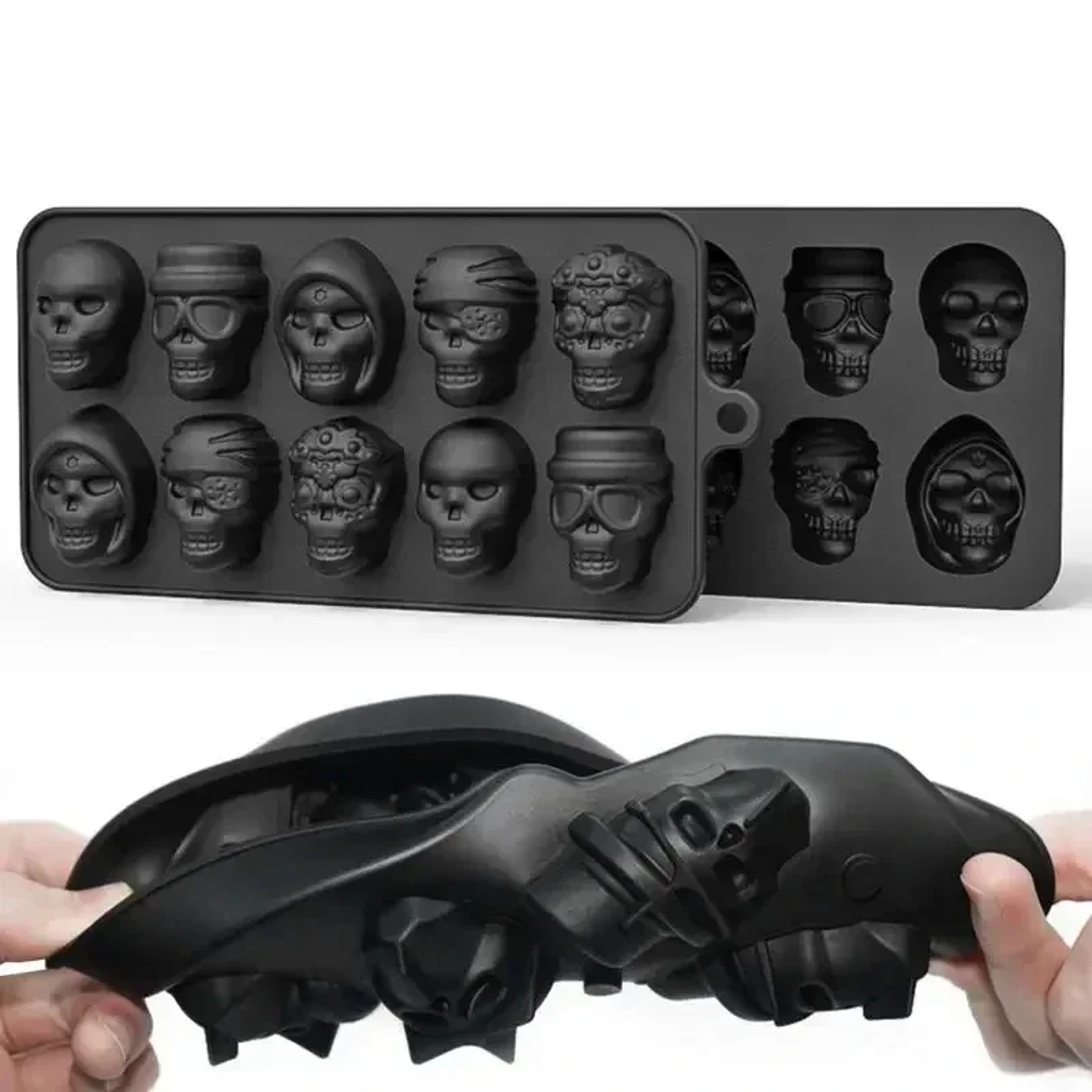 Skull Ice Cube Mold 10Grid Skull Ice Mold For Halloween Reusable Kitchen Tool Perfect For Chocolate 0