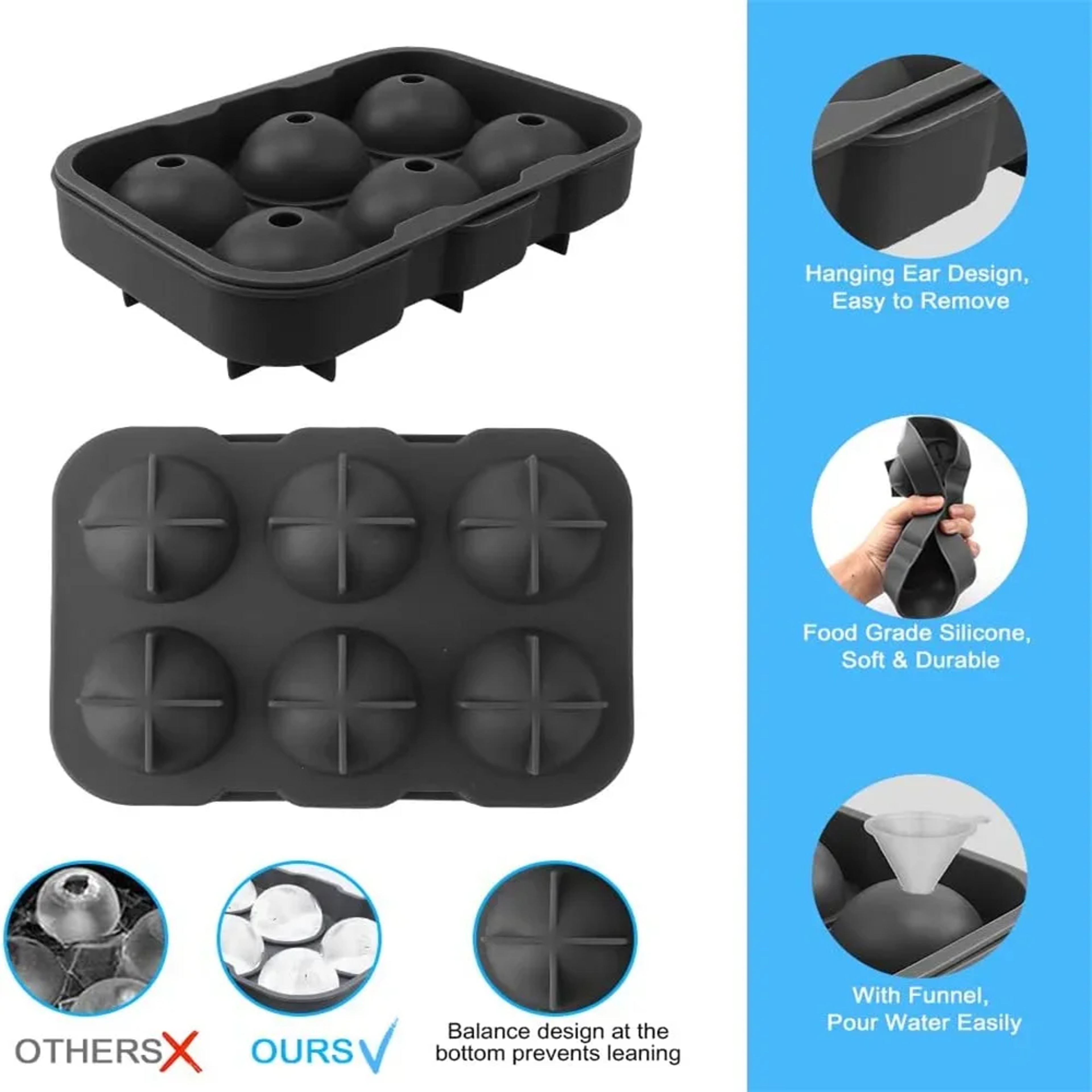 Silicone Ice Ball Maker Large Ice Sphere Mold High Balls Ice Shape Tray Whiskey Cocktail Bar Tools  1