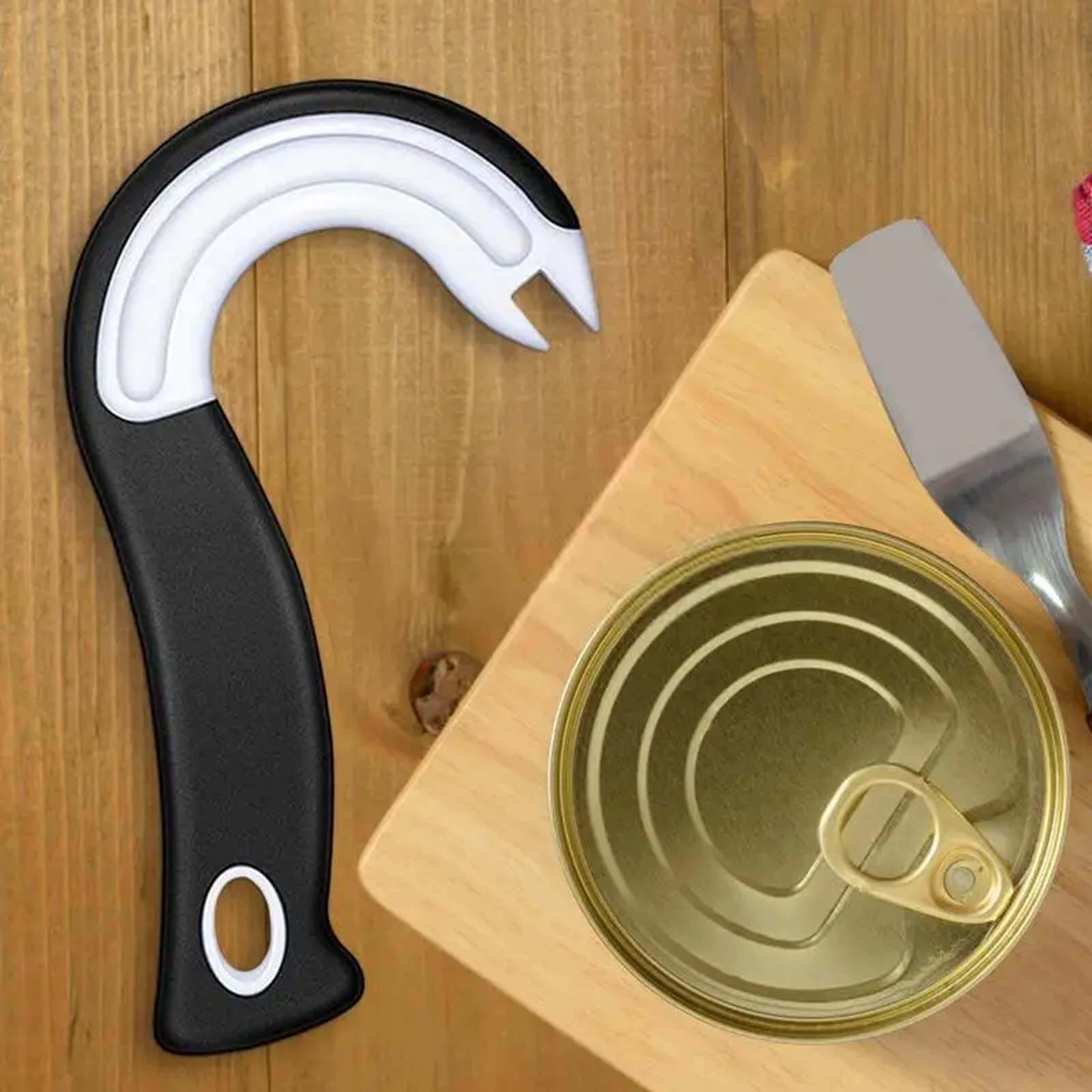 Portable J-Shaped Easy Grip Tin Openers, Non-Slip Jar Opener, Multifunctional Lid Opening Tools for Kitchen, Ring Pull – view 2