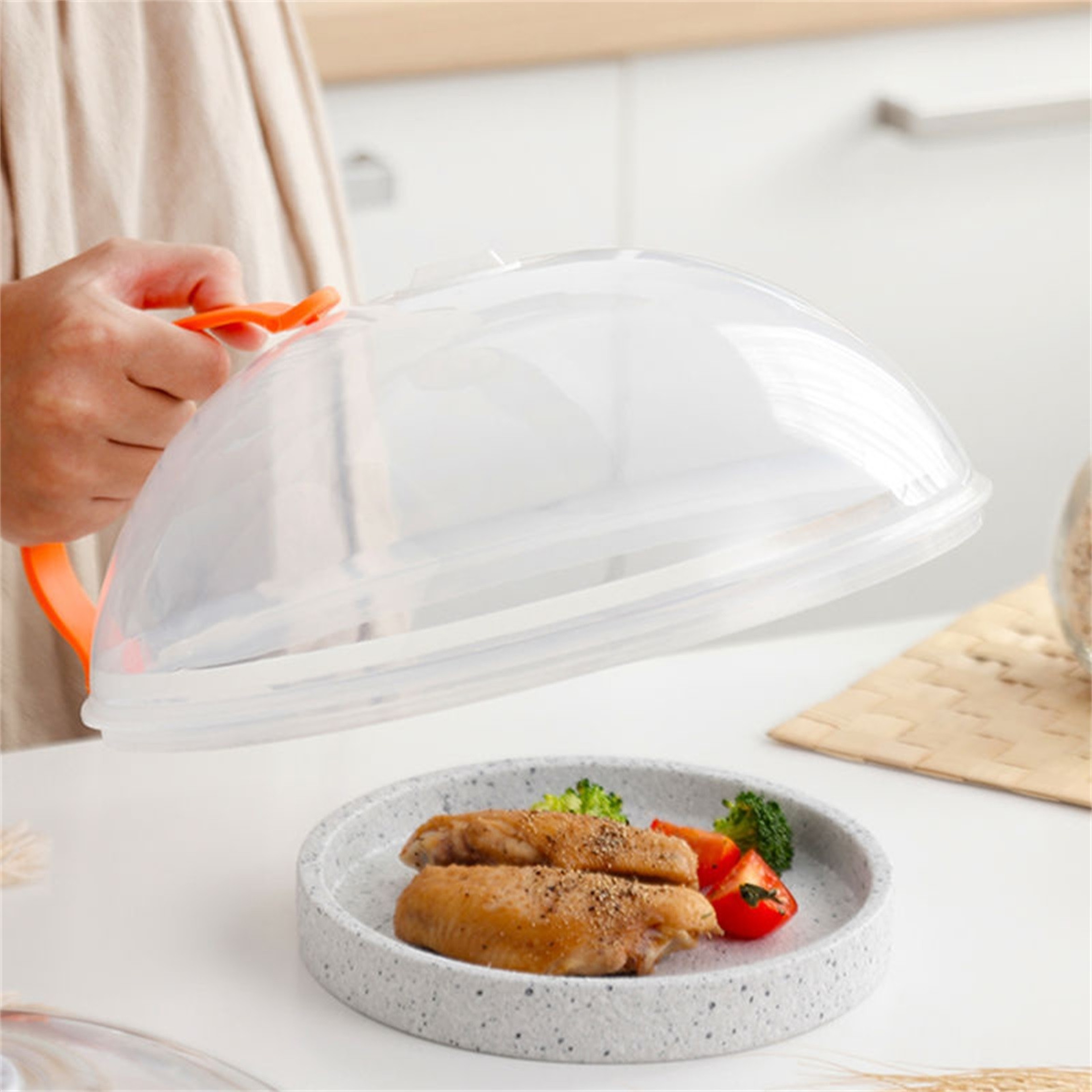 Microwave Food Cover Plate Vented Heat-resistant Food Splatter Protector Lid, Kitchen Thickened Clear Food Anti-Splash – view 2