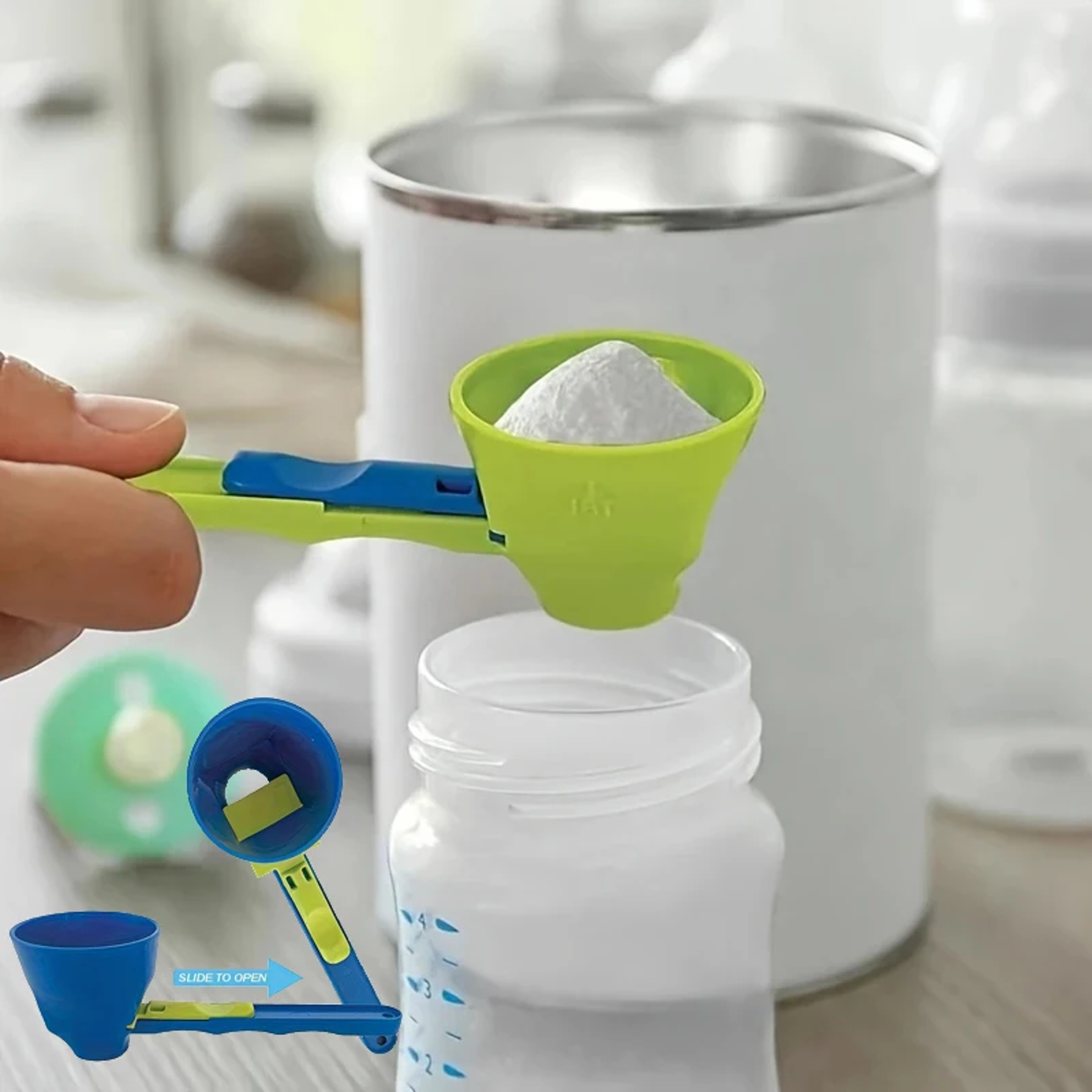 Mess-Free Protein Powder Scoop, Sliding Funnel for Milk Supplements, Kitchen Gadget for All Occasions – view 1